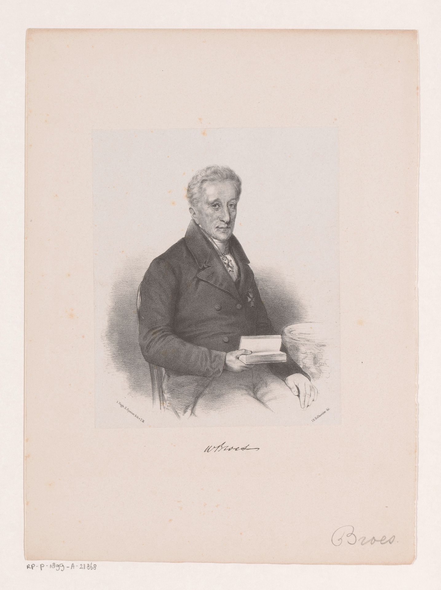 Portret van Willem Broes by Johan Hendrik Hoffmeister