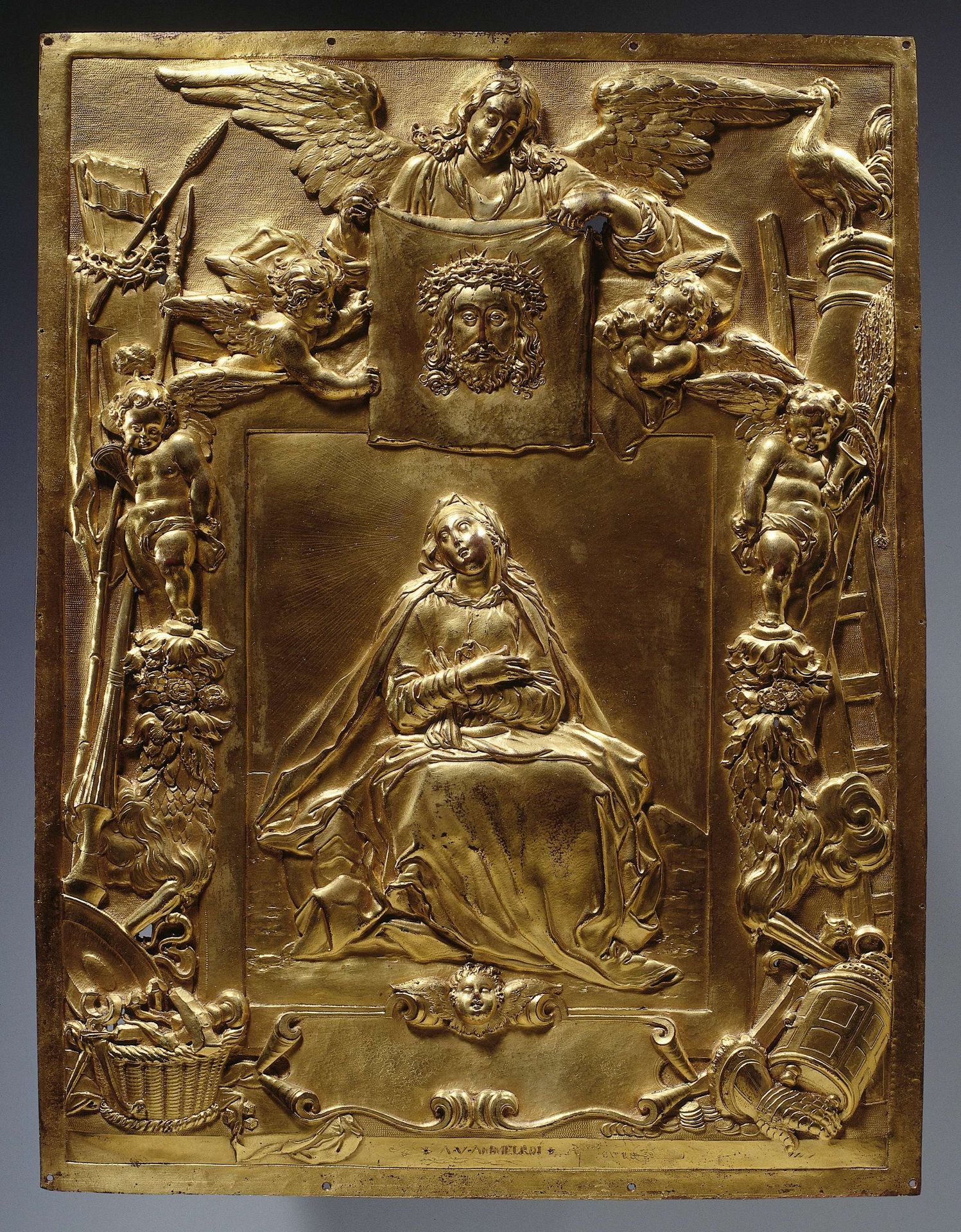 Tabernakeldeur met voorstelling van Maria als moeder van smarten by Adriaen van Ammelroi