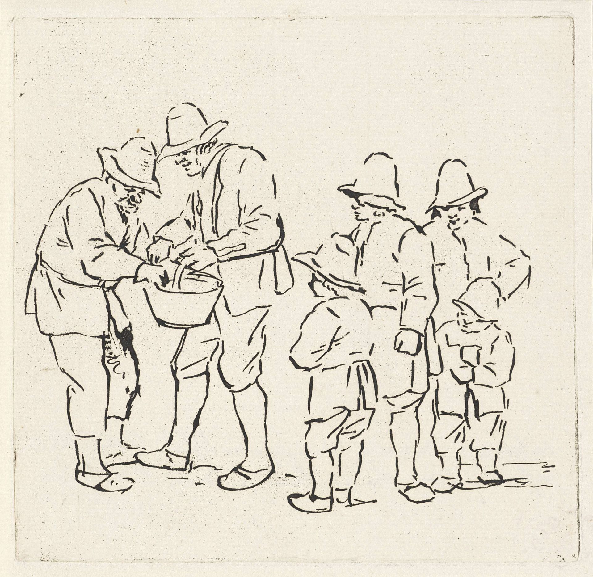Groep mannen en jongens by Nicolaas van der Worm