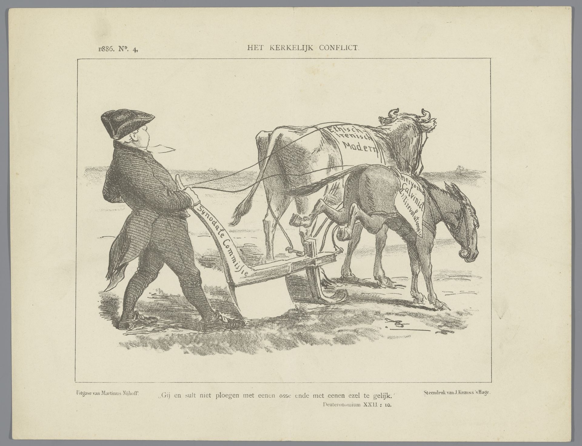 Spotprent over een kerkelijk conflict, 1886 by Johan Michaël Schmidt Crans