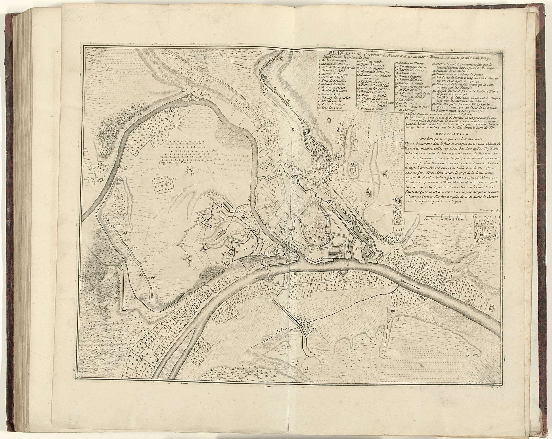 Plattegrond van Namen, 1709 by Jacobus Harrewijn