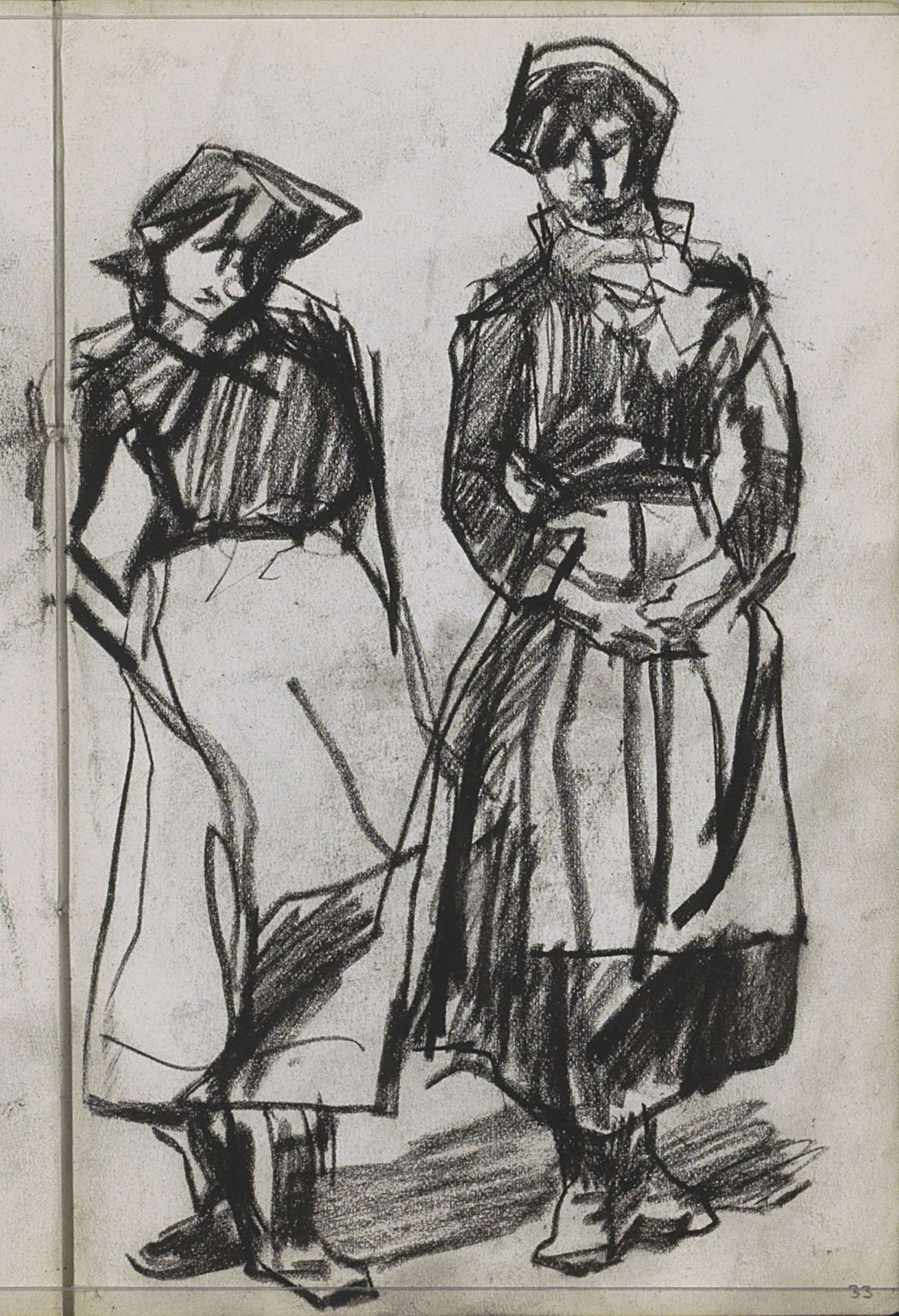 Twee staande jonge vrouwen by Isaac Israels