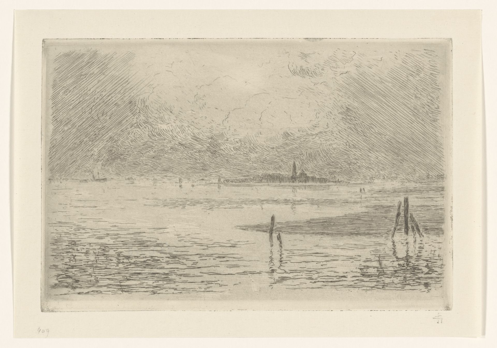 Gezicht op de Lagune van Venetië by Carel Nicolaas Storm van 's-Gravesande