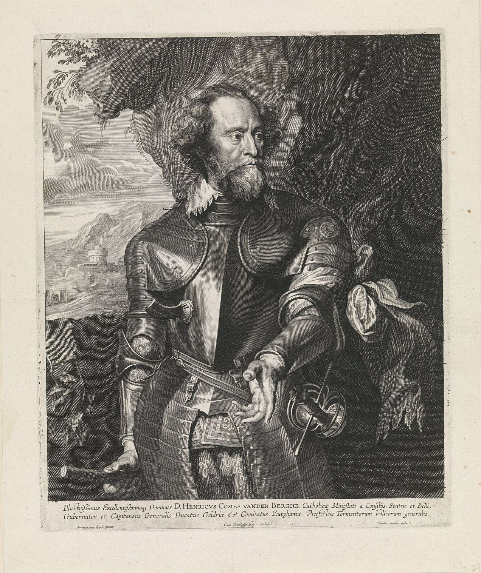 Portret van graaf Hendrik van den Bergh by Paulus Pontius