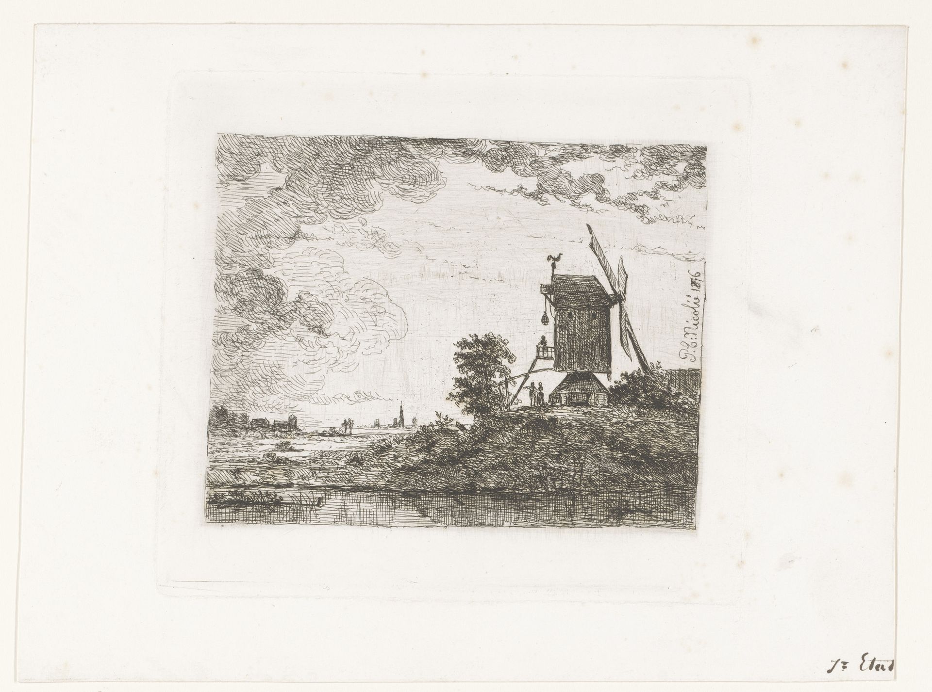 Landschap met molen aan het water by Paul Emile Nicolié