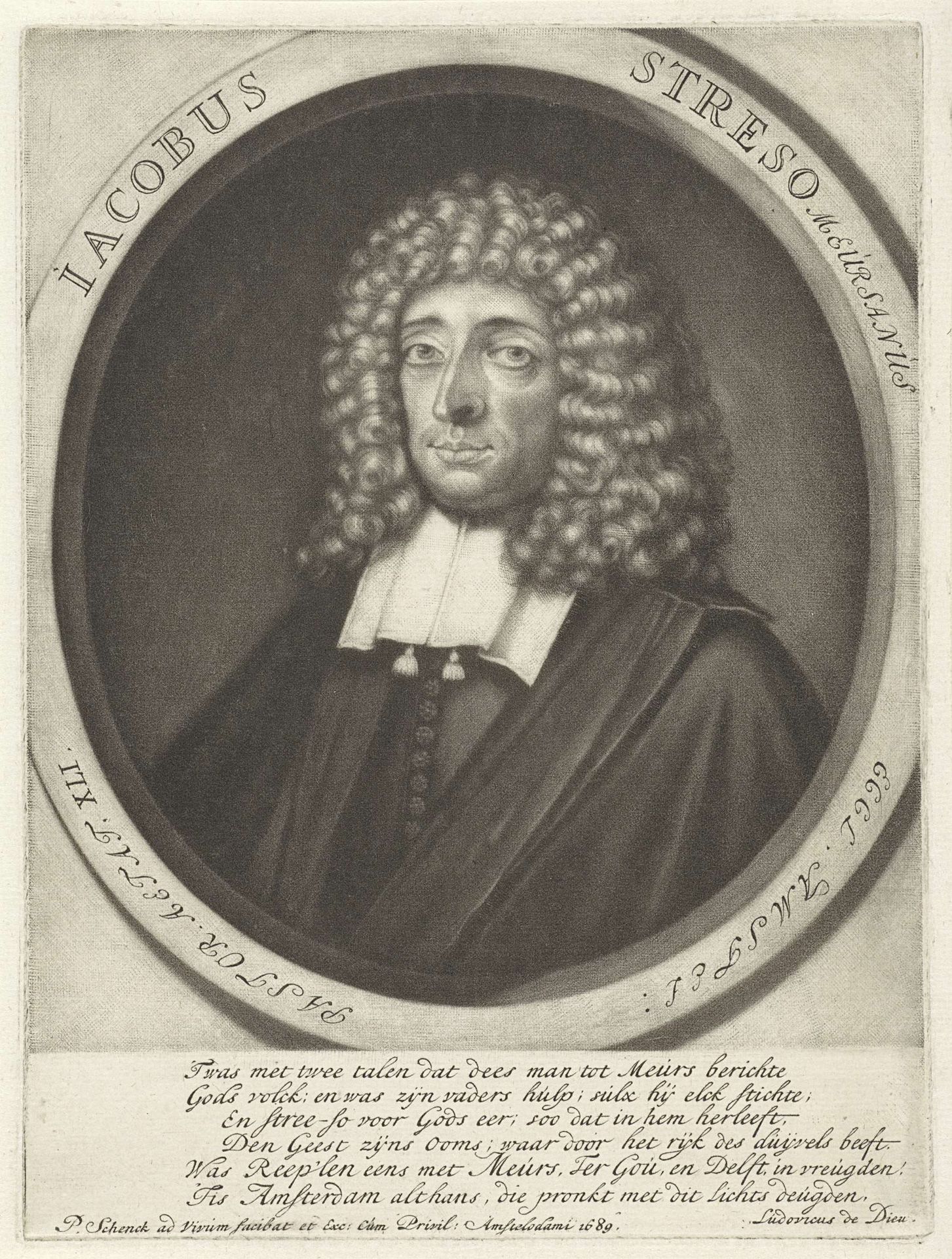 Portret van de predikant Jacobus Streso by Pieter Schenk