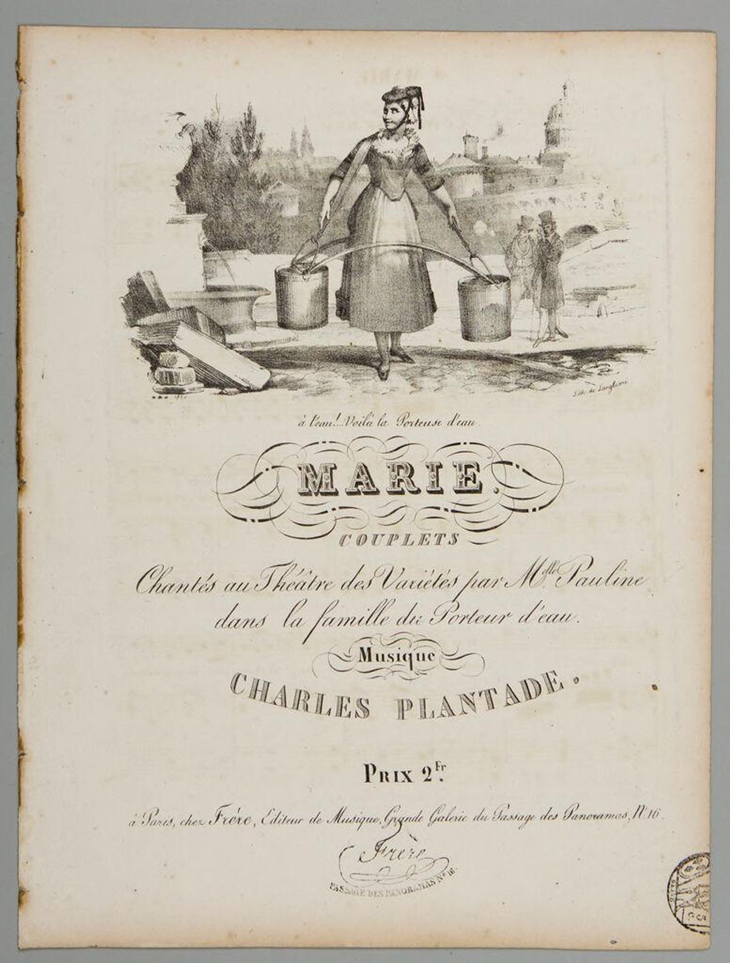 Sheet Music: Marie, the Water Carrier by Anonymous