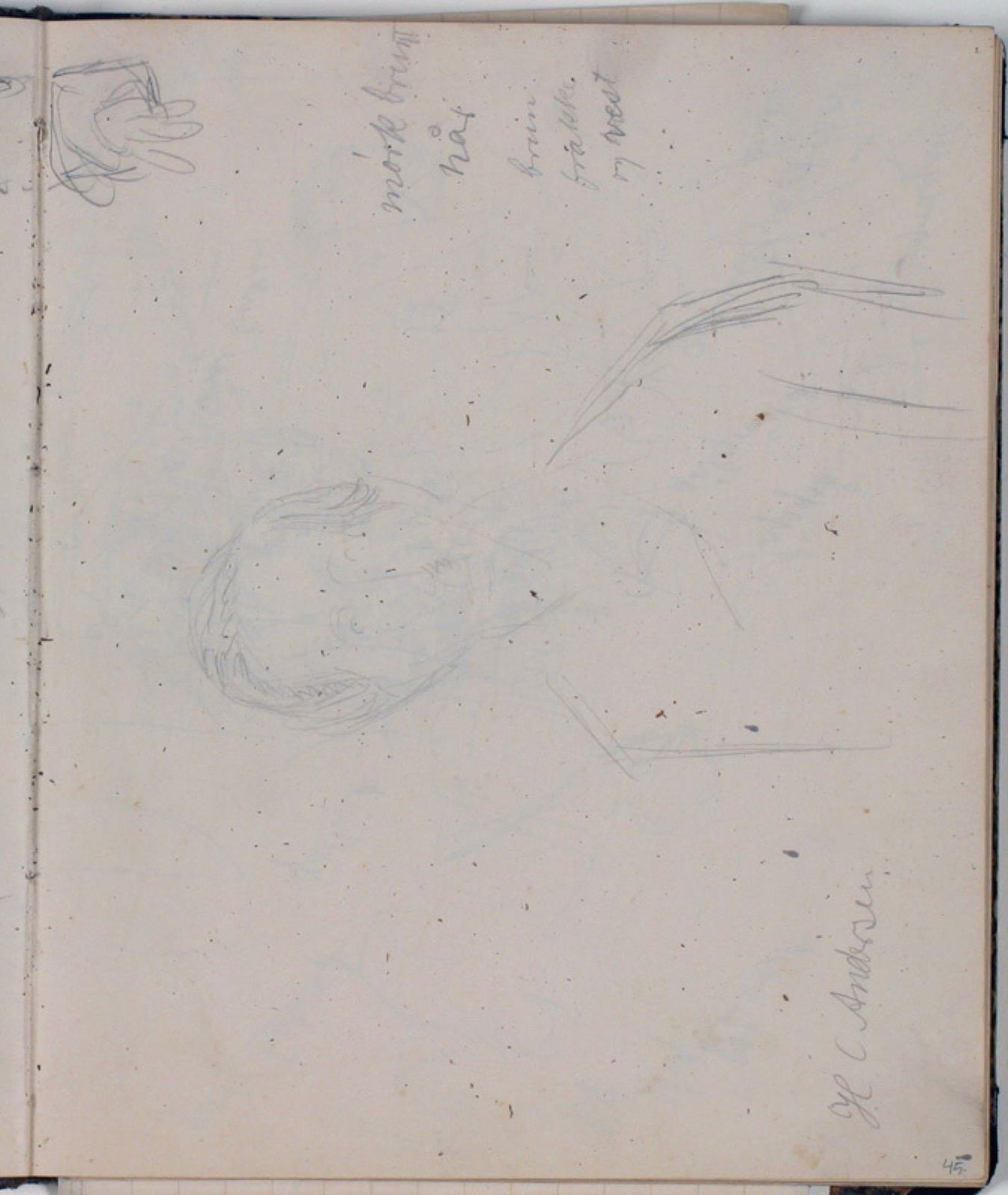 Studie af H. C. Andersen efter maleri. Farveangivelser by Niels Larsen Stevns