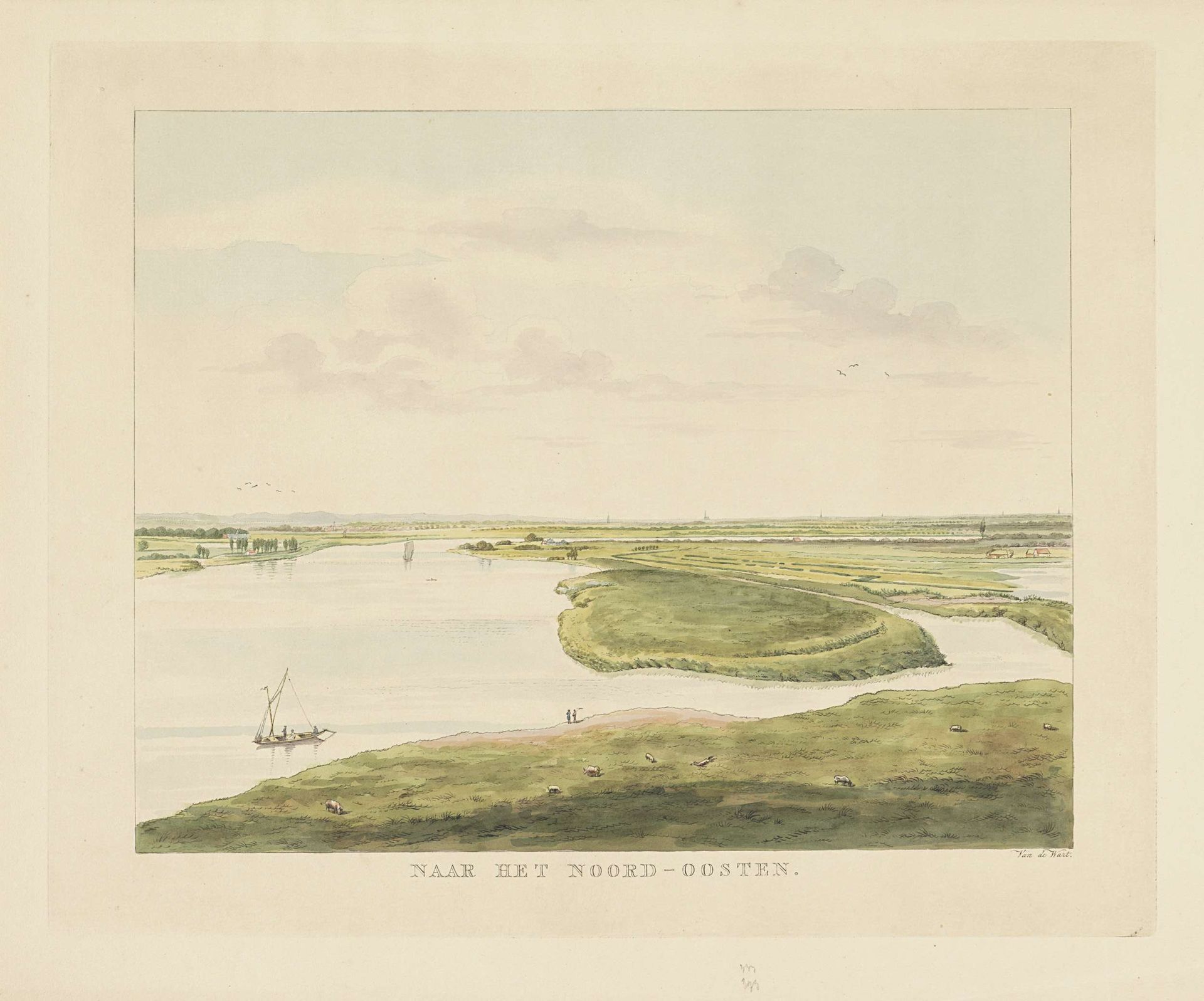 Gezicht op de Waal ten noordoosten van Nijmegen by Derk Anthony van de Wart
