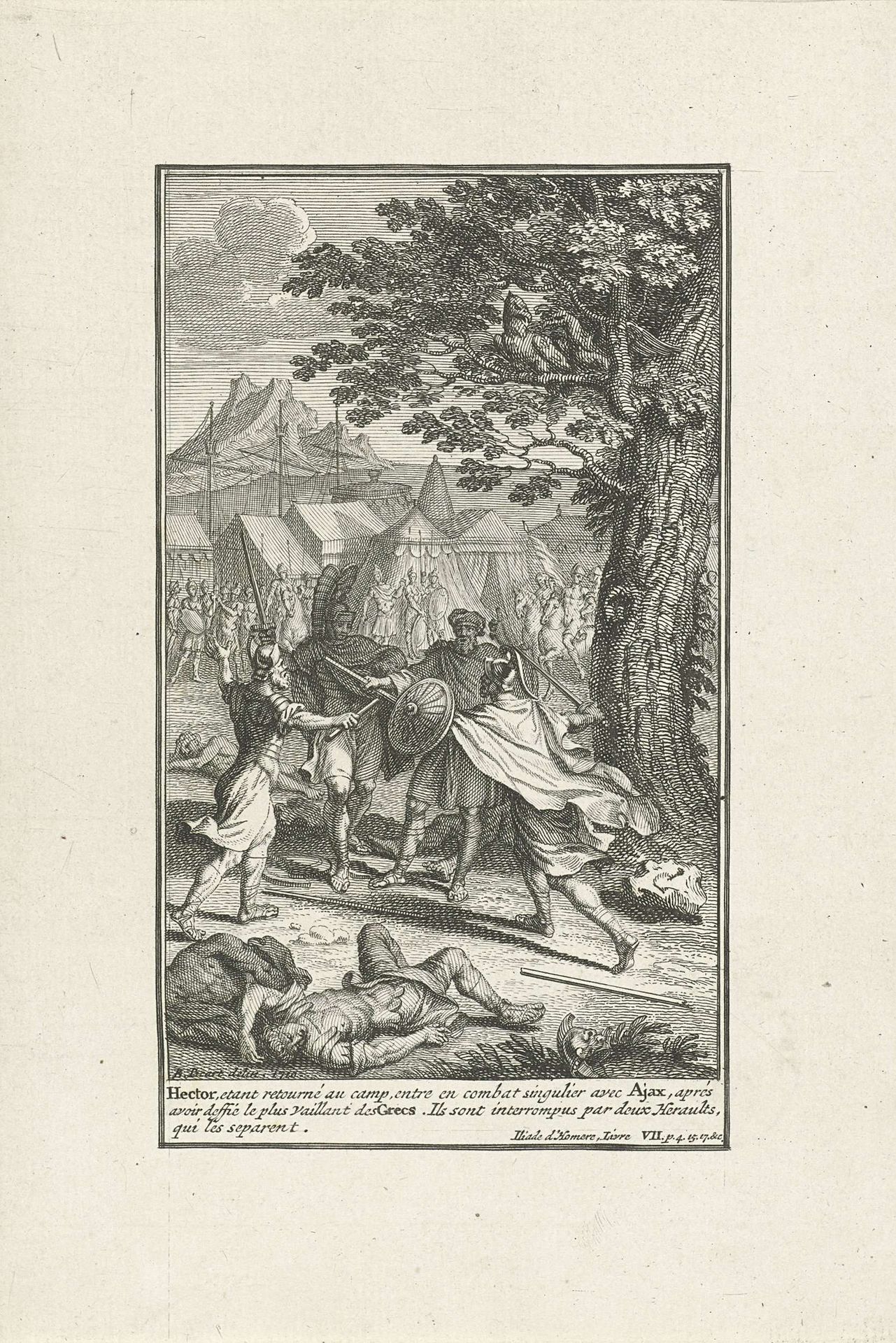Gevecht tussen Hector en Ajax by Bernard Picart