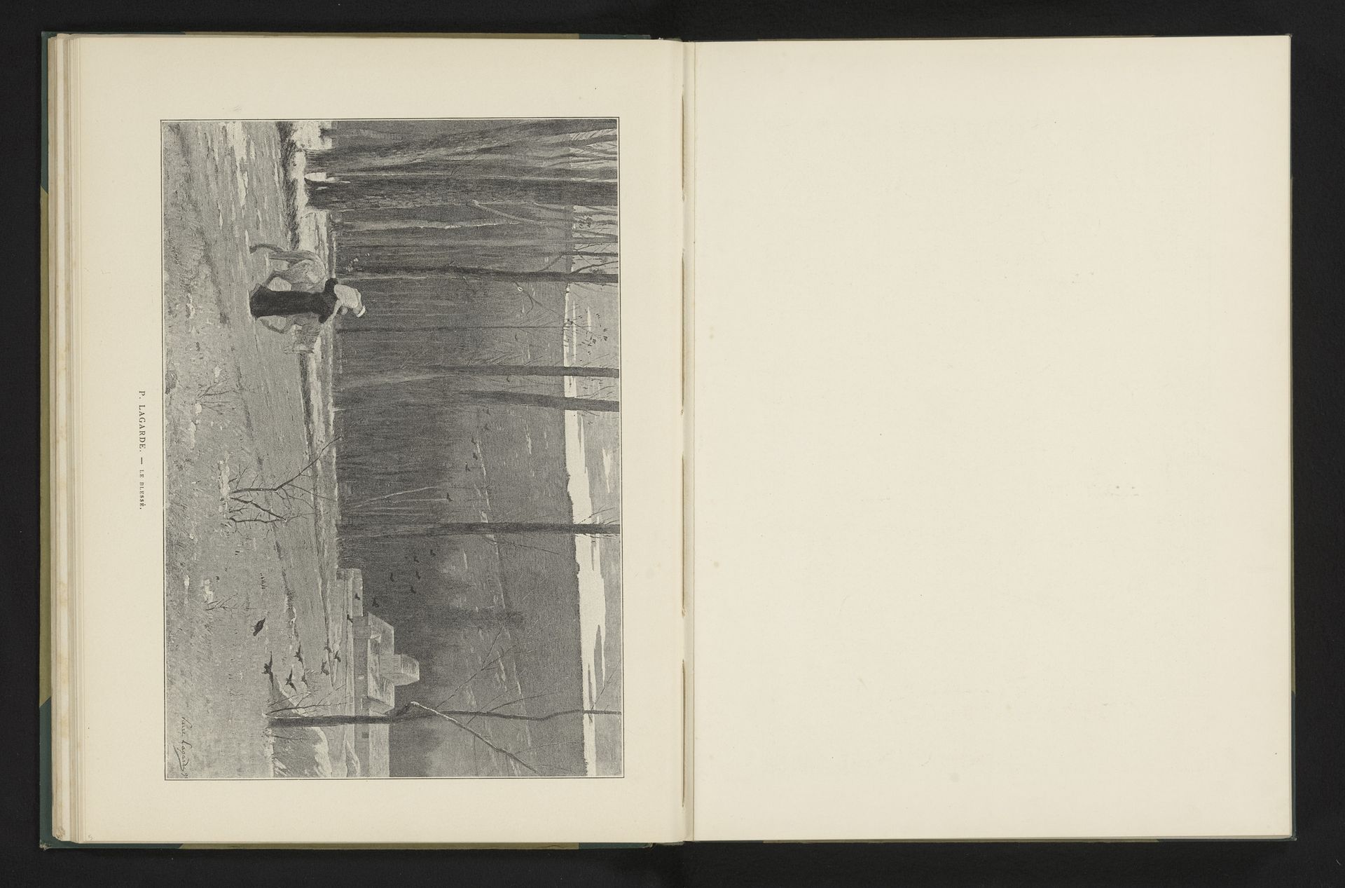 Reproductie van een schilderij van een landschap met een gewonde man te paard door Pierre Lagarde by Anonymous