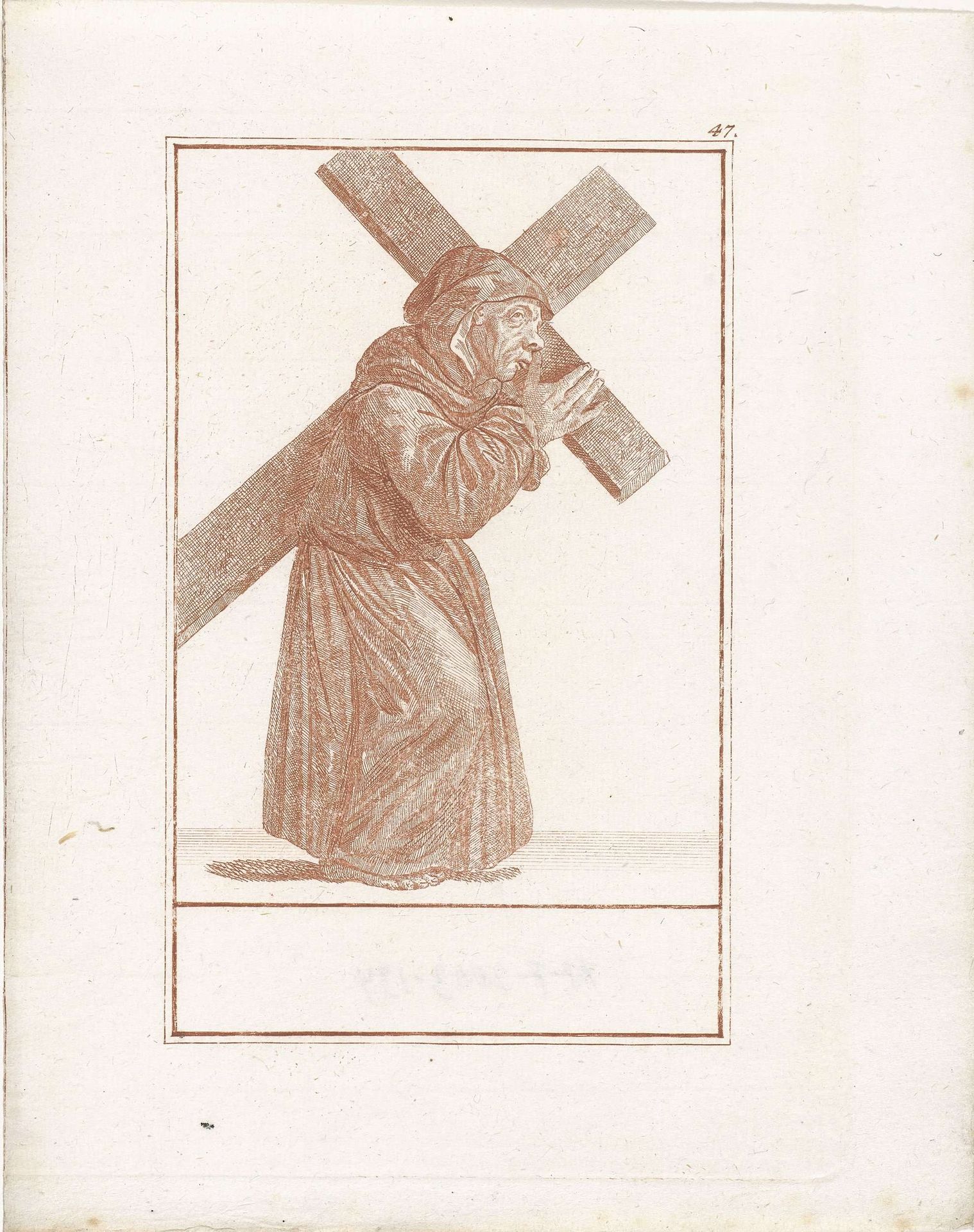 Monnik met een kruis op zijn rug by Jacob Gole