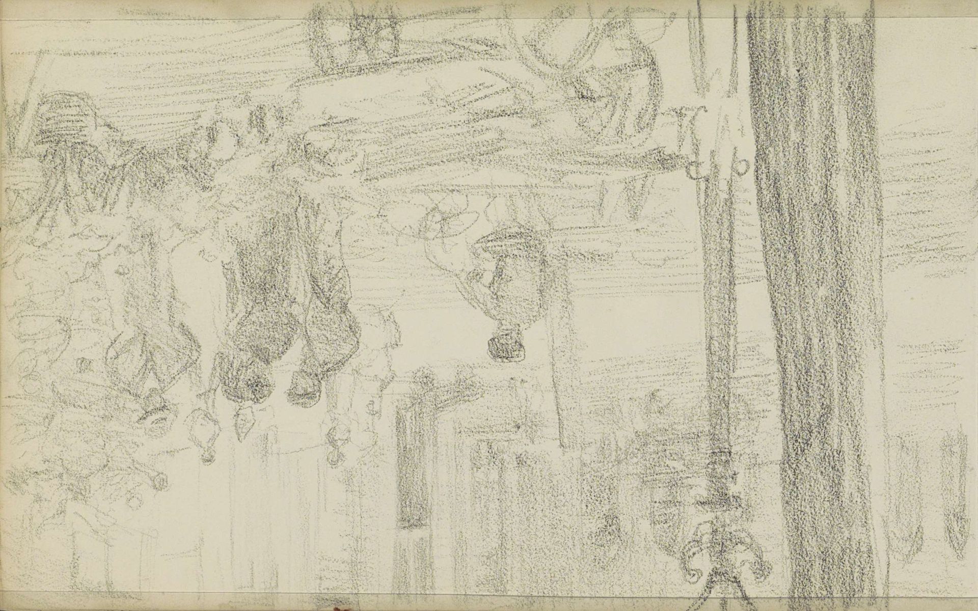 Straatscène met een markt en een figuur zittend op een kar by Bramine Hubrecht