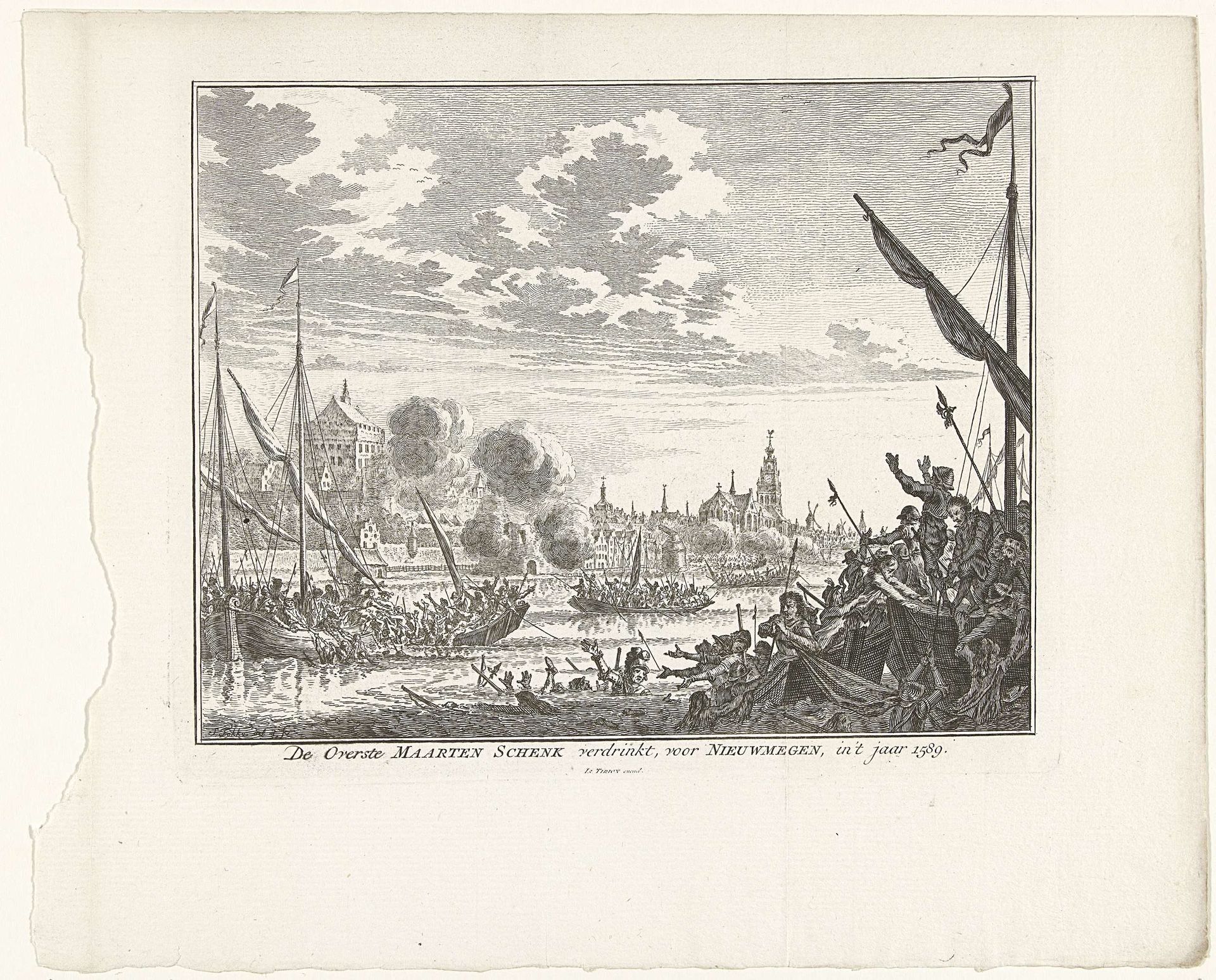 Maarten Schenck van Nideggen verdrinkt voor Nijmegen, 1589 by Simon Fokke