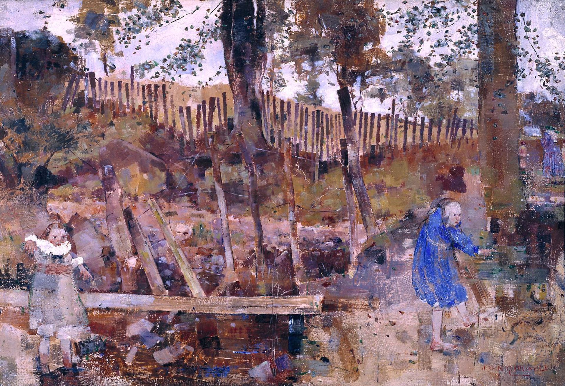 Children at the Burn by  John Quinton Pringle
