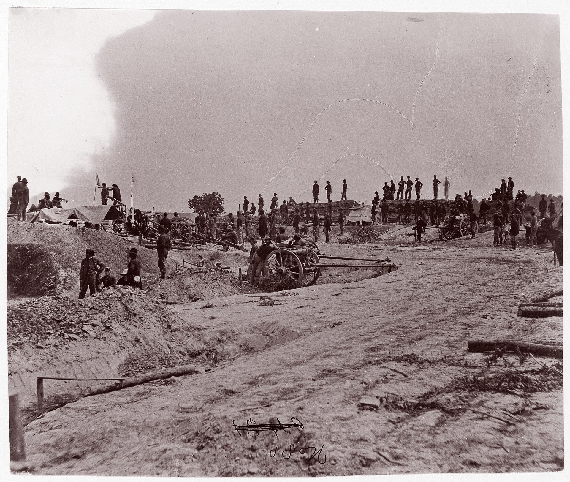 [Outer Line of Confederate Fortifications, in Front of Petersburg, Virginia, Captured by 18th Army Corps] by Timothy O'Sullivan