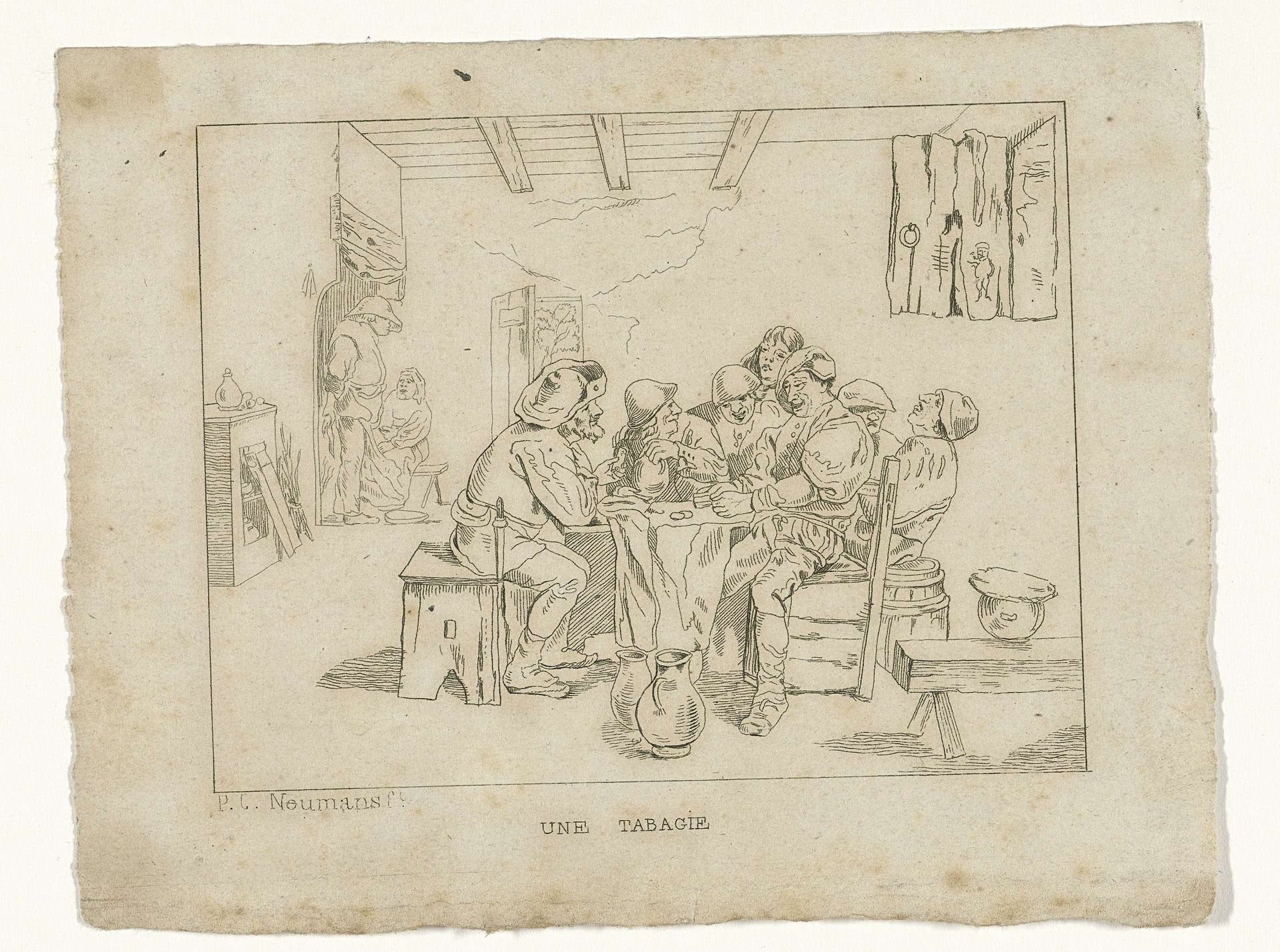 Gezelschap in een herberg by P.J. Neumans