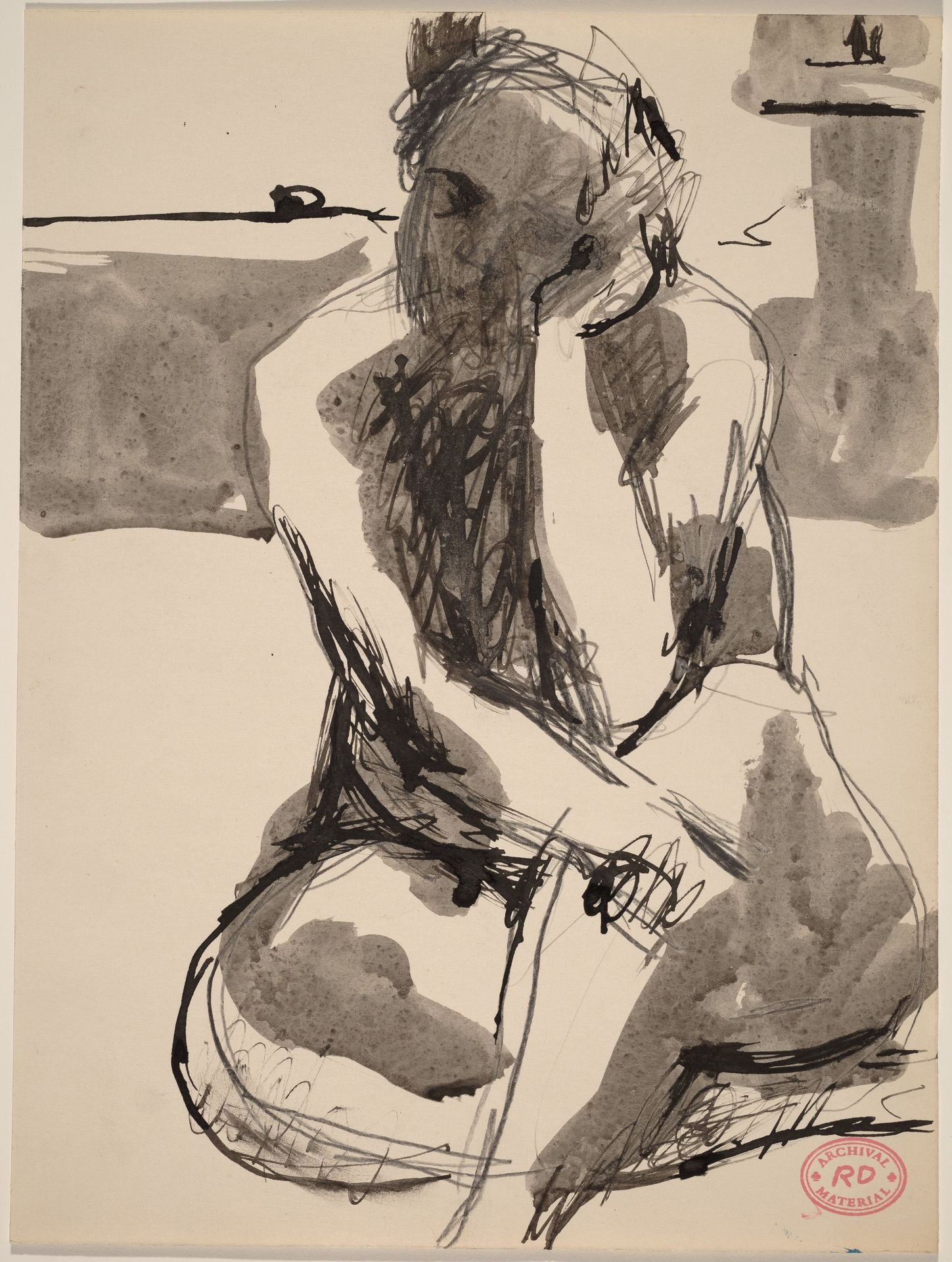 Untitled [nude seated on studio floor] by Richard Diebenkorn