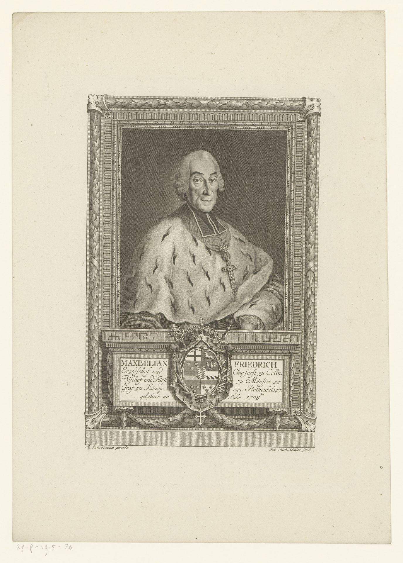 Portret van Maximilian Friedrich, Reichsgraf von Königseck-Rothenfels by Johann Michael Söckler