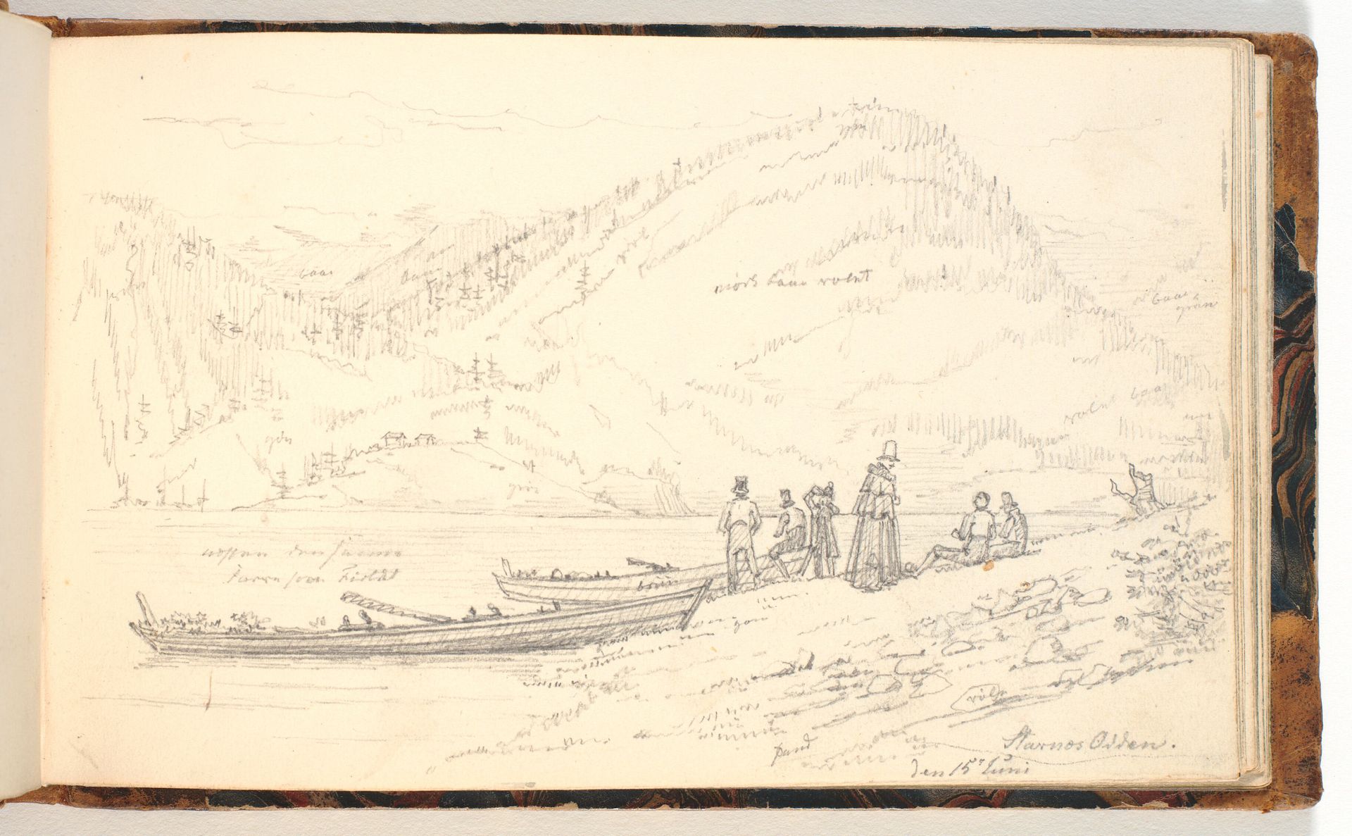Fjordlandskab med figurer by Martinus Rørbye