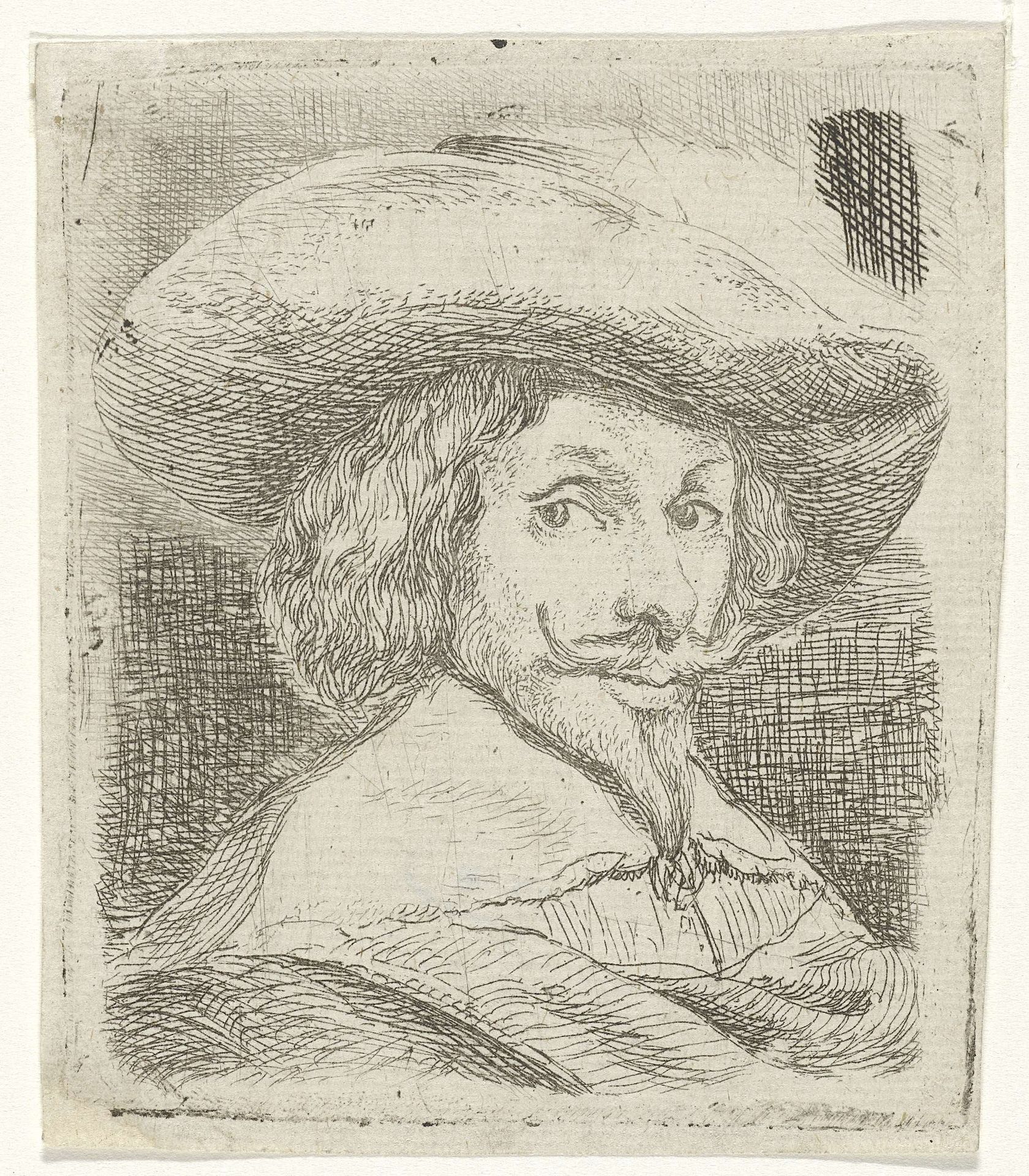 Zelfportret met hoed by Jan van Ossenbeeck