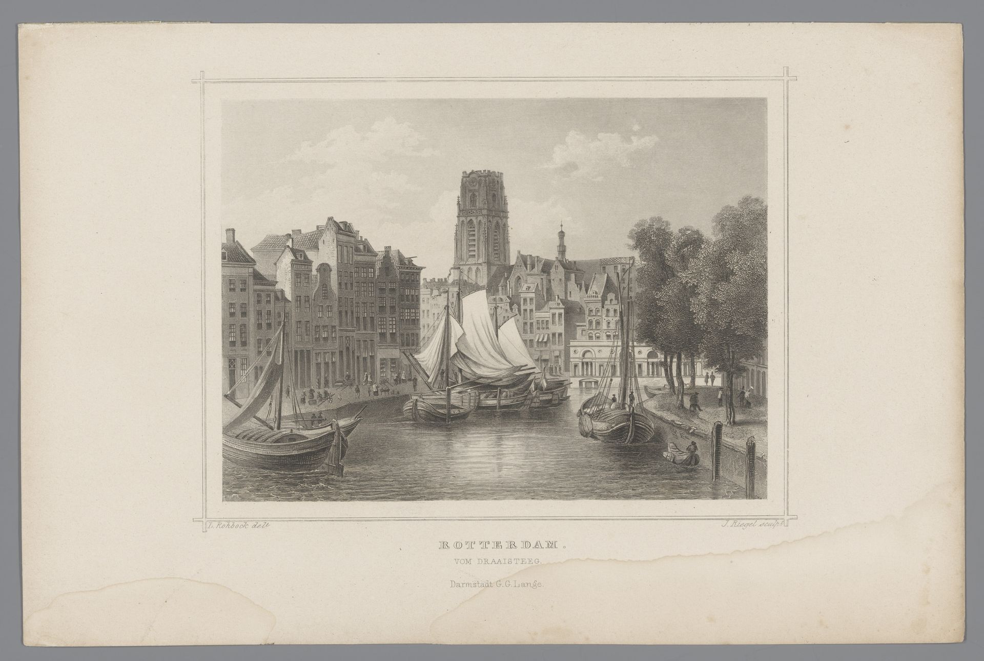 Gezicht op Rotterdam, vanaf de Draaisteeg by Jobst Riegel