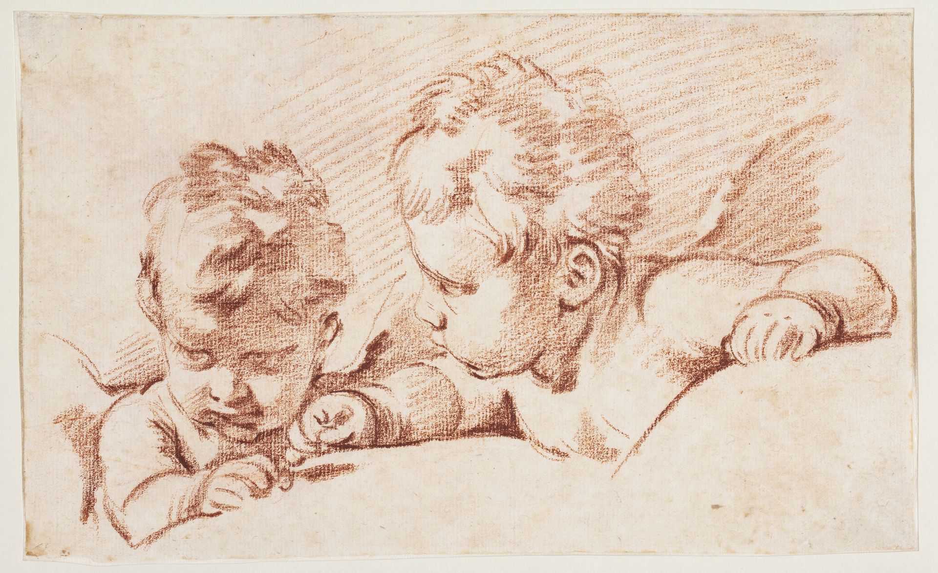 To putti. Udkast til dørstykke på Amalienborg by Francois Boucher