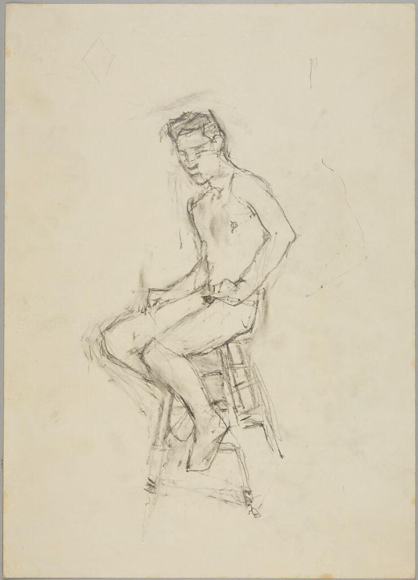 Male Nude Seated on a Stool by Denman Waldo Ross