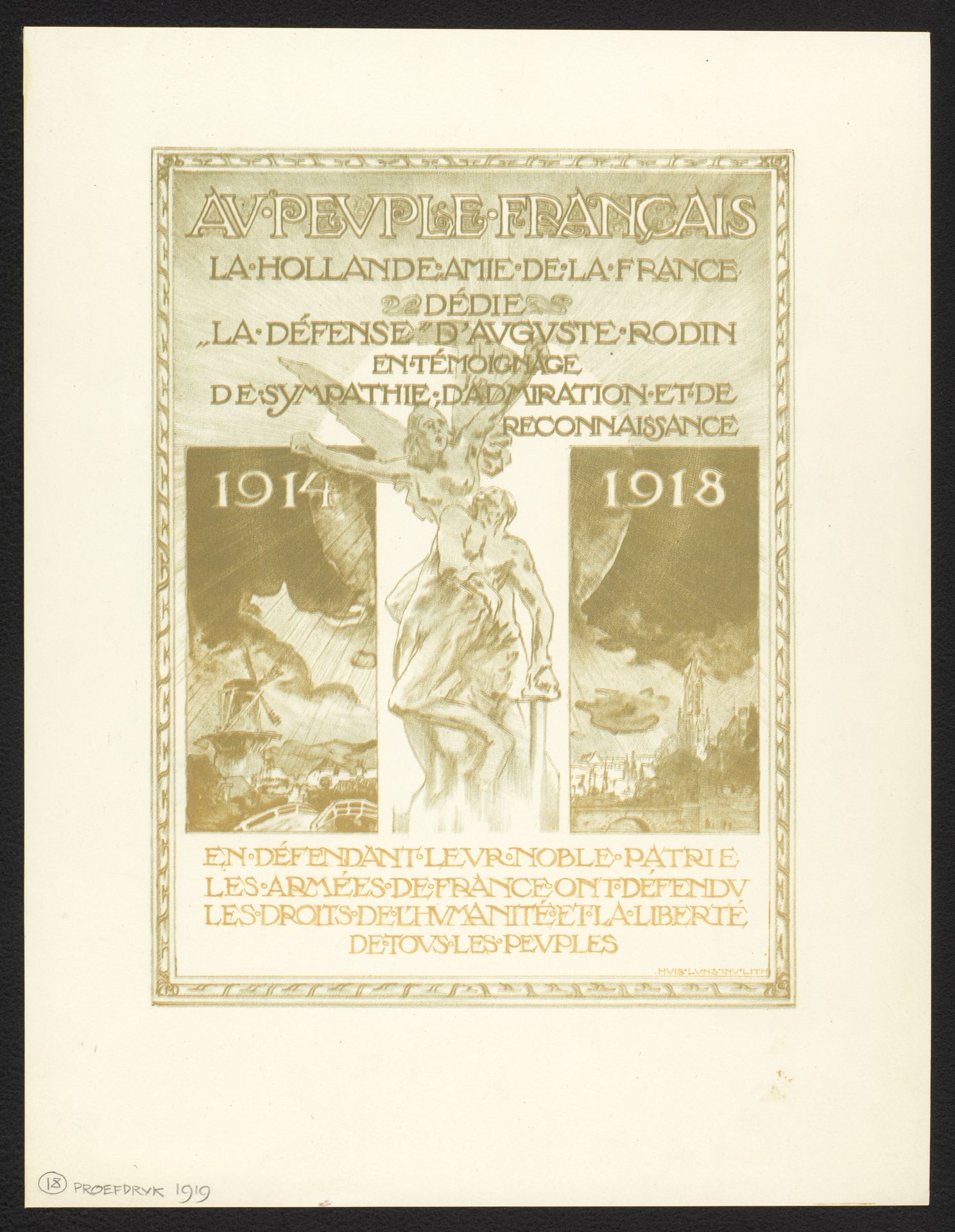 Affiche bij de schenking van het 'Monument de la Hollande amie' aan Verdun by Huib Luns
