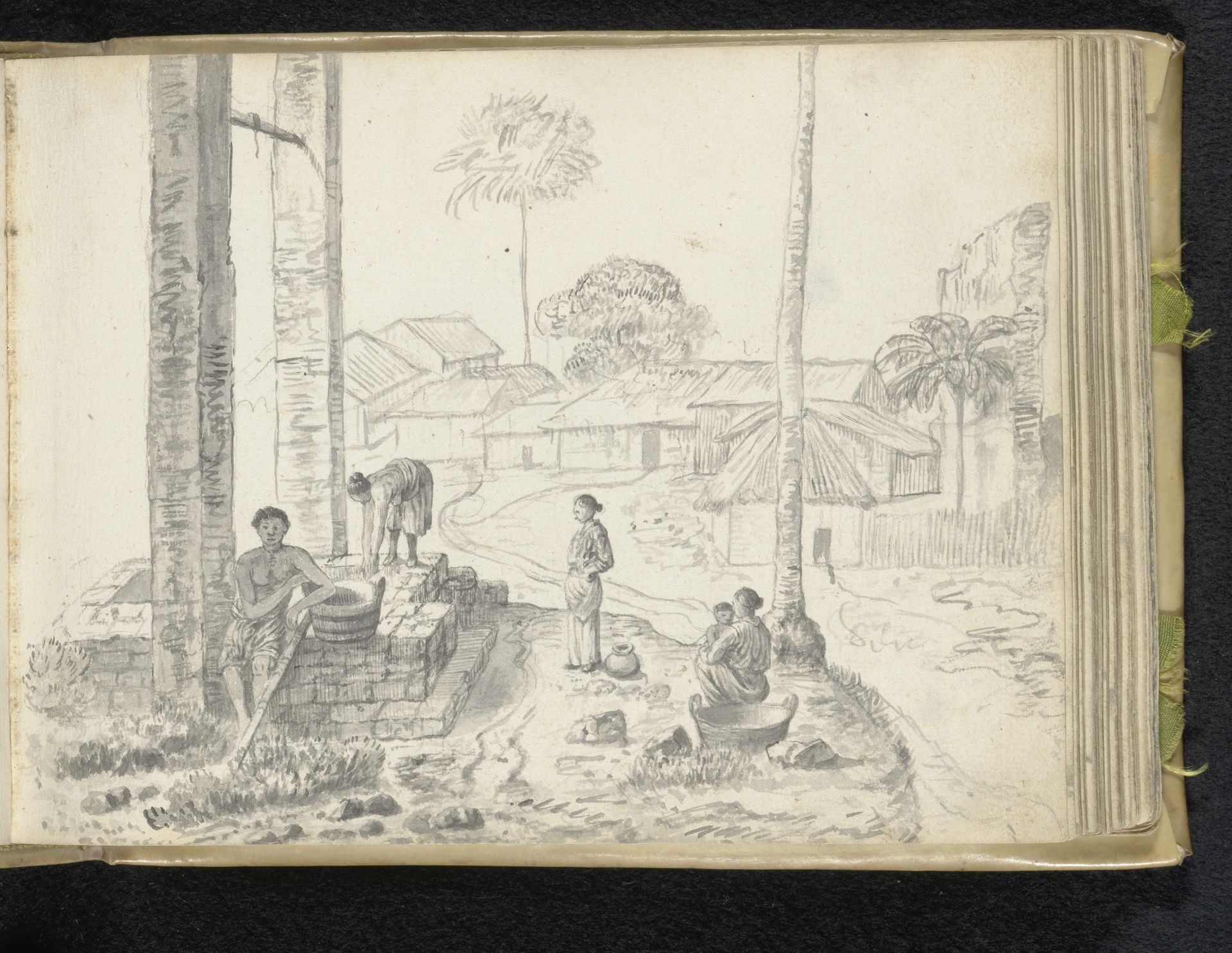 People assembled at a draw-well by Esaias Boursse