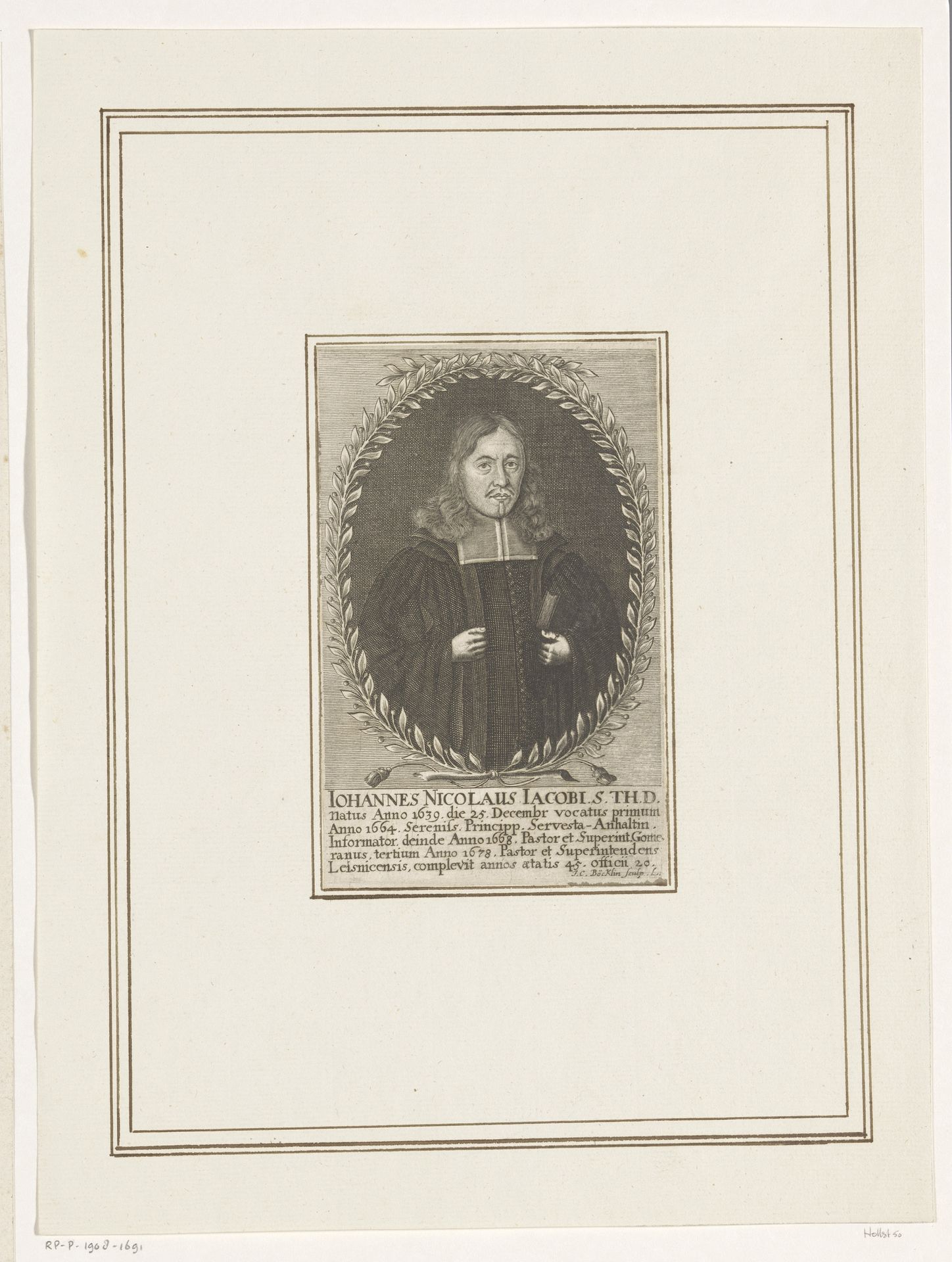 Portret van Johann Nicolaus Jacobi by Johann Christoph Boecklin