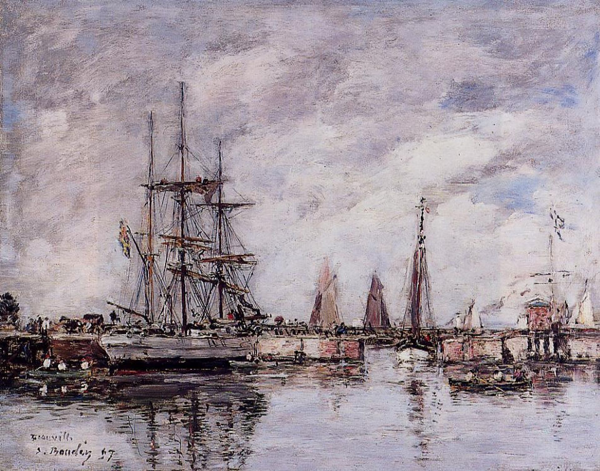 Deauville, Norwegian Three-Master Leaving Port by Eugène Boudin