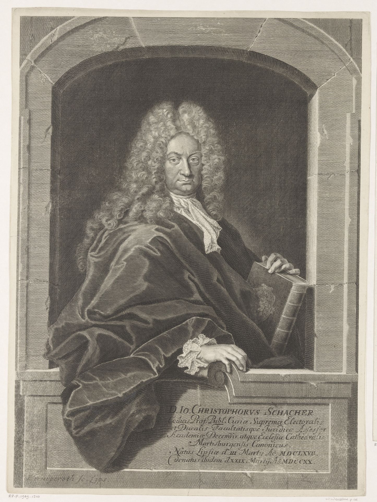 Portret van Johann Christoph Schacher by Martin Bernigeroth