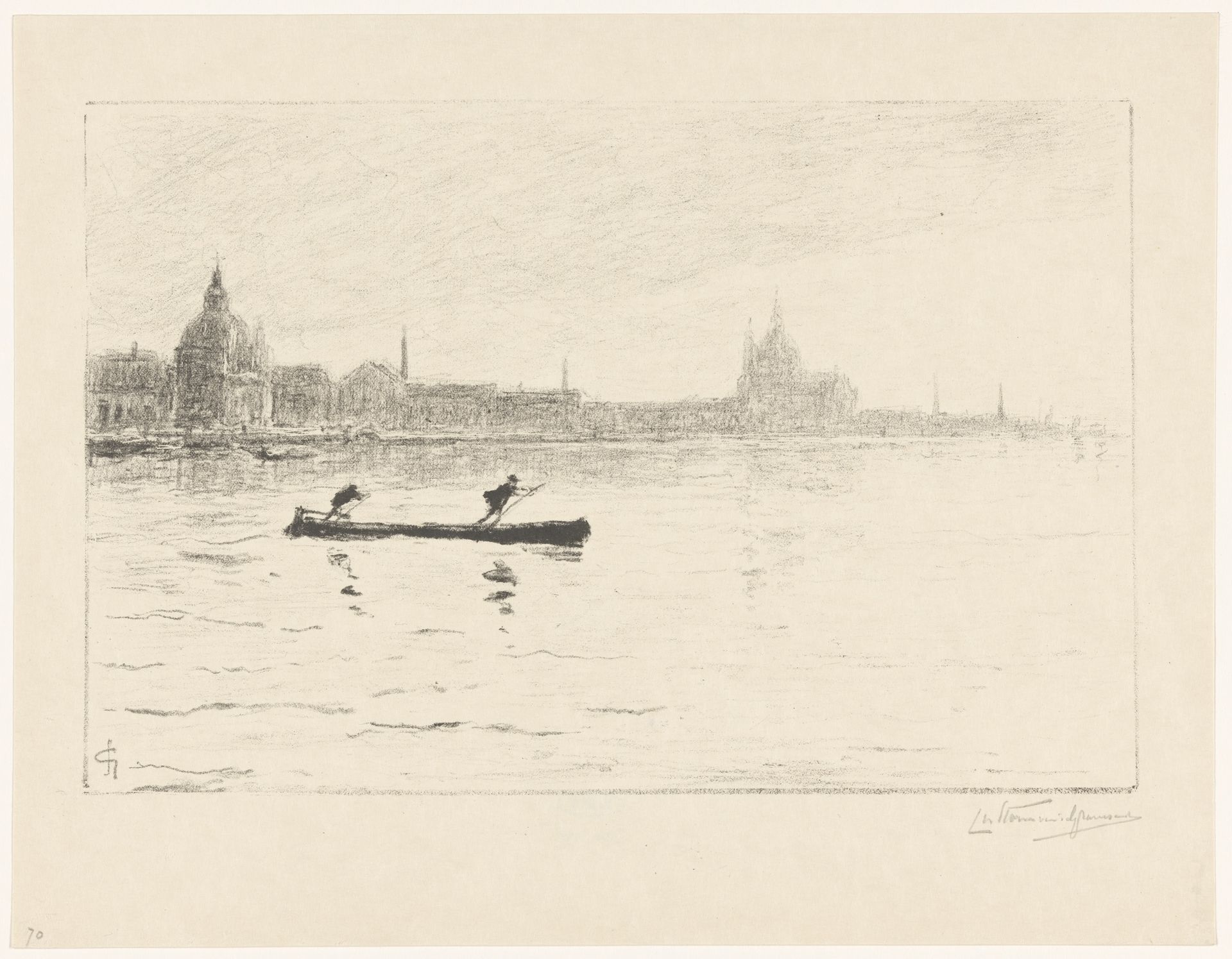 Gezicht op Venetië met een gondel by Carel Nicolaas Storm van 's-Gravesande