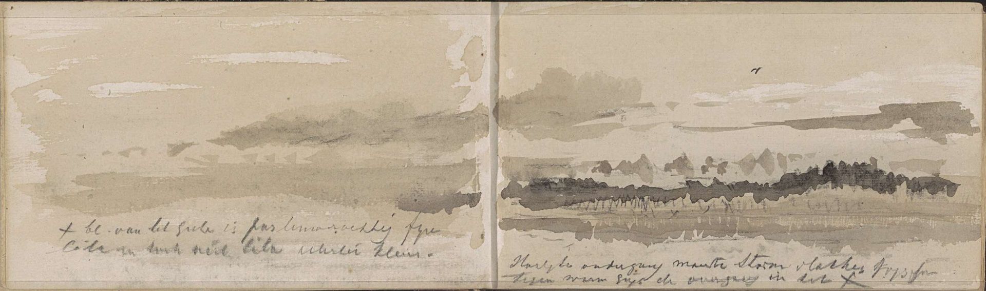 Landschap met bomen aan het water by Johannes Tavenraat