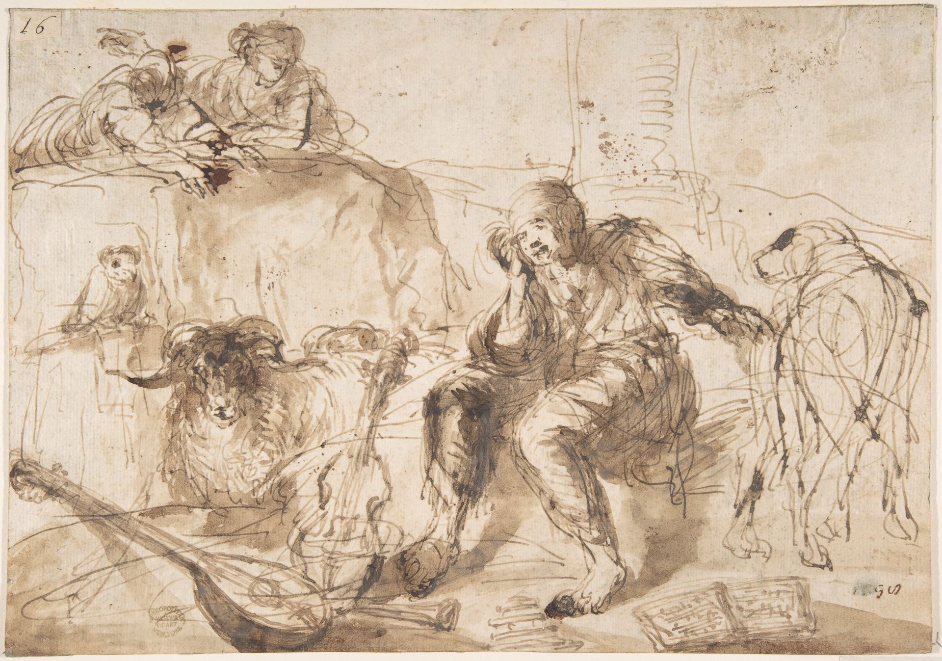Study of Animals and Figures by Giovanni Benedetto Castiglione (Il Grechetto)