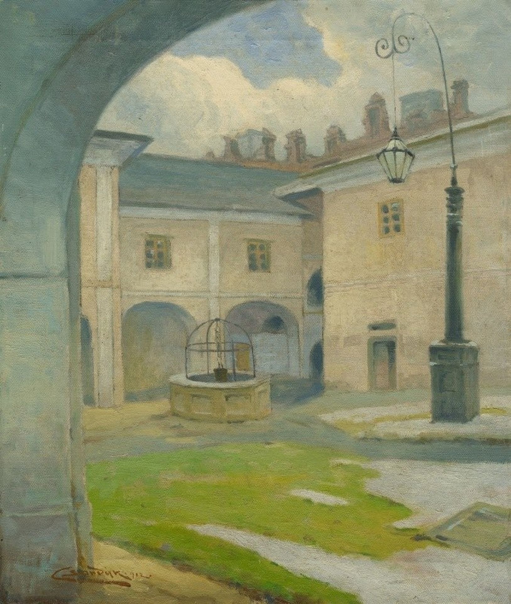 The courtyard of the Renaissance manor house in Strážky by Ľudovít Čordák
