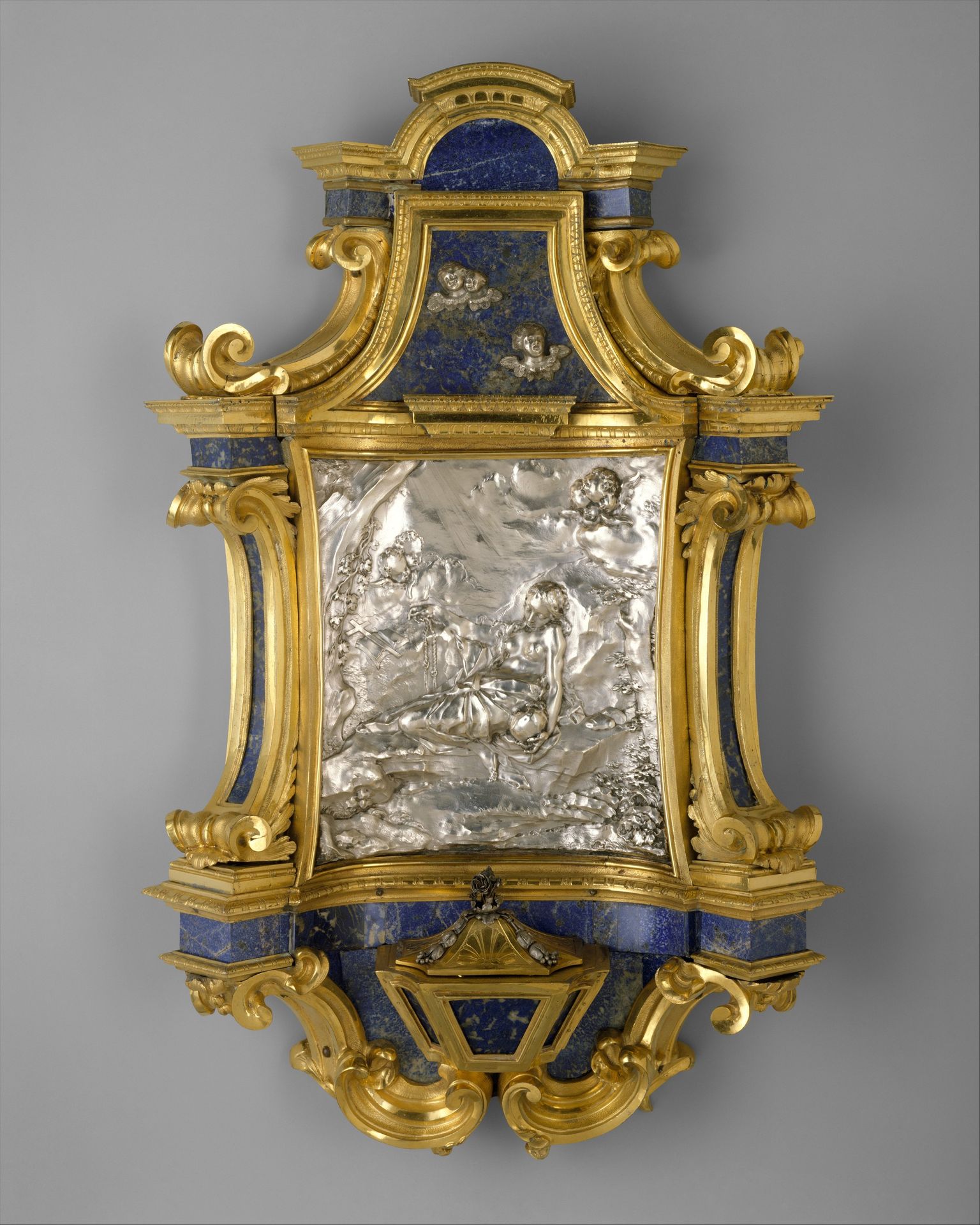 Holy-water stoup with relief of Mary of Egypt by Giovanni Giardini