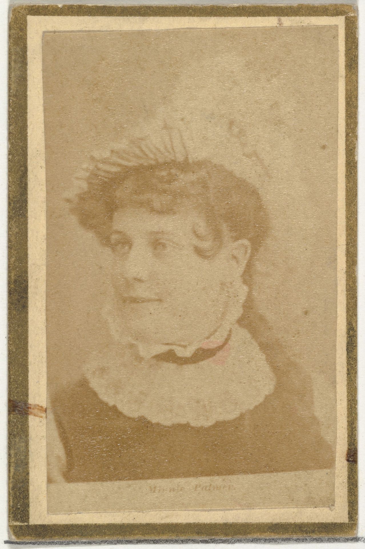 Minnie Palmer, from the Actresses and Celebrities series (N60, Type 2) promoting Little Beauties Cigarettes for Allen & Ginter brand tobacco products by Allen & Ginter