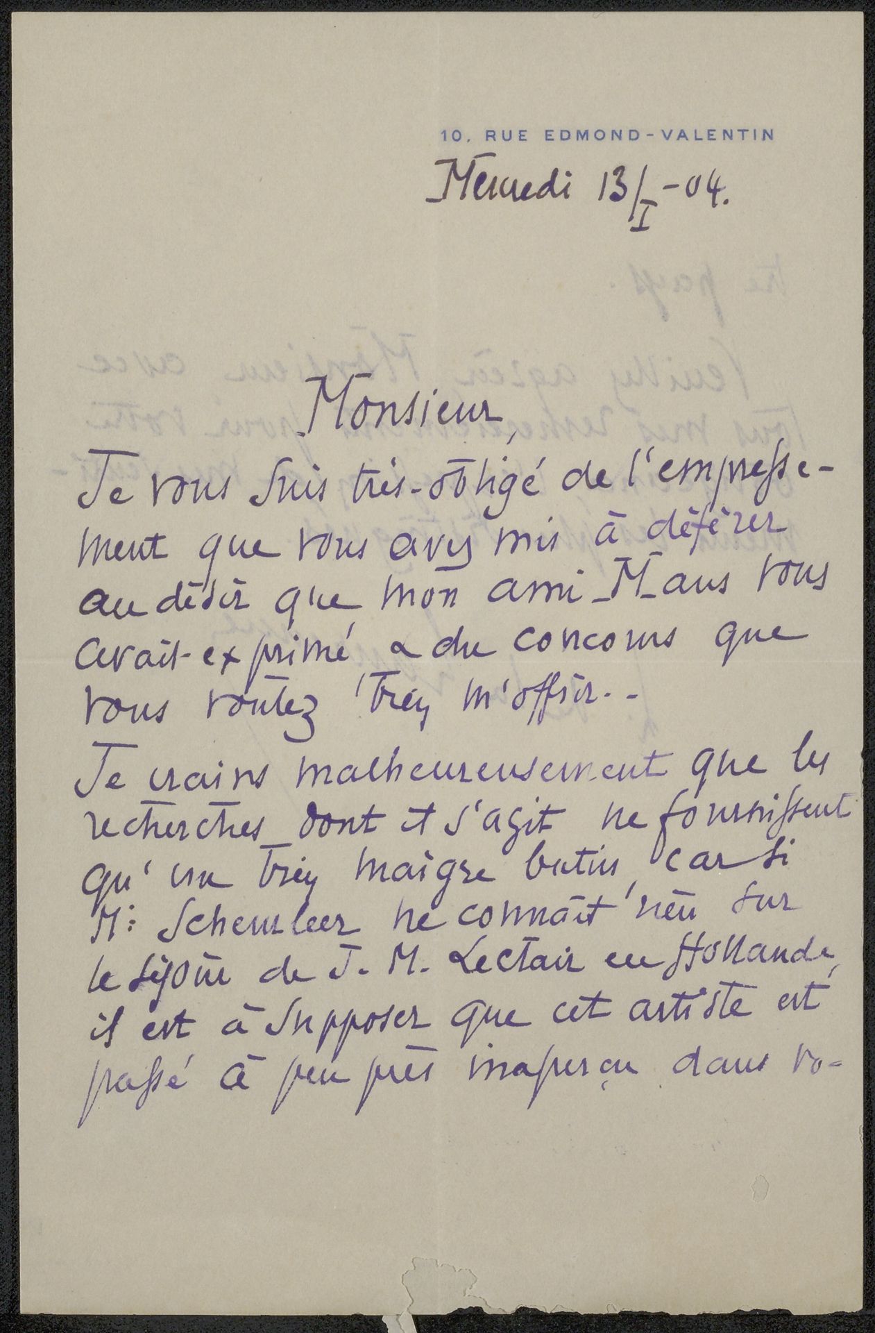 Brief aan Philip Zilcken by Lionel de la Laurencie