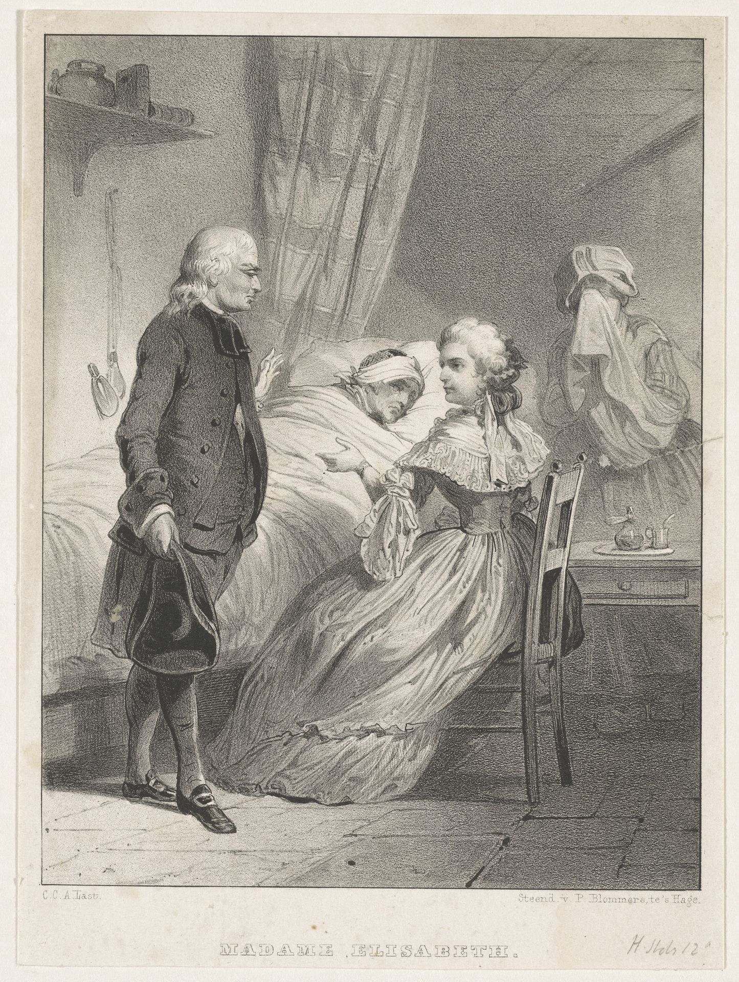 Elisabeth van Frankrijk aan het bed van een zieke by Carel Christiaan Antony Last