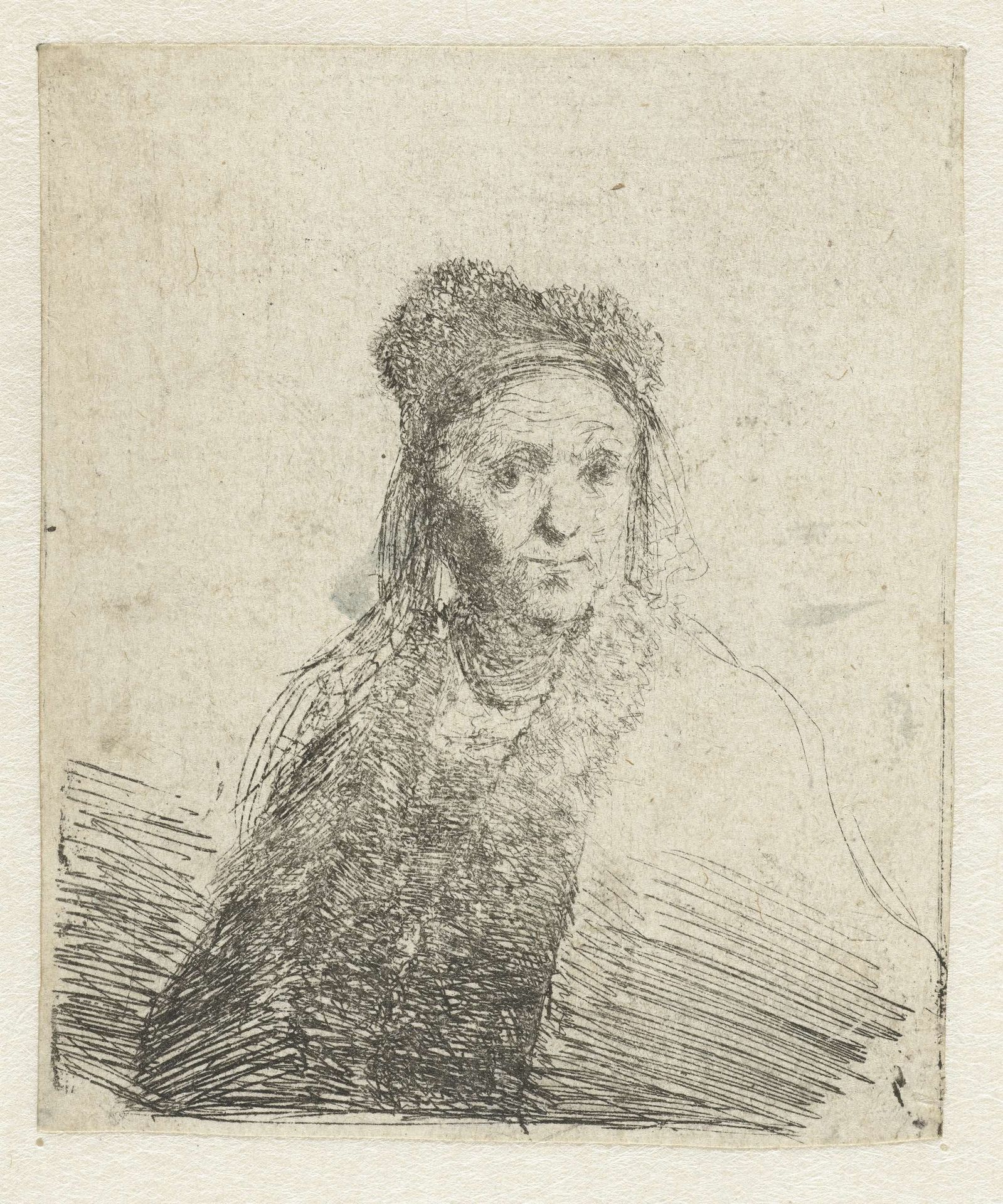 Portret van een oude vrouw met bontmuts by Jan Lievens