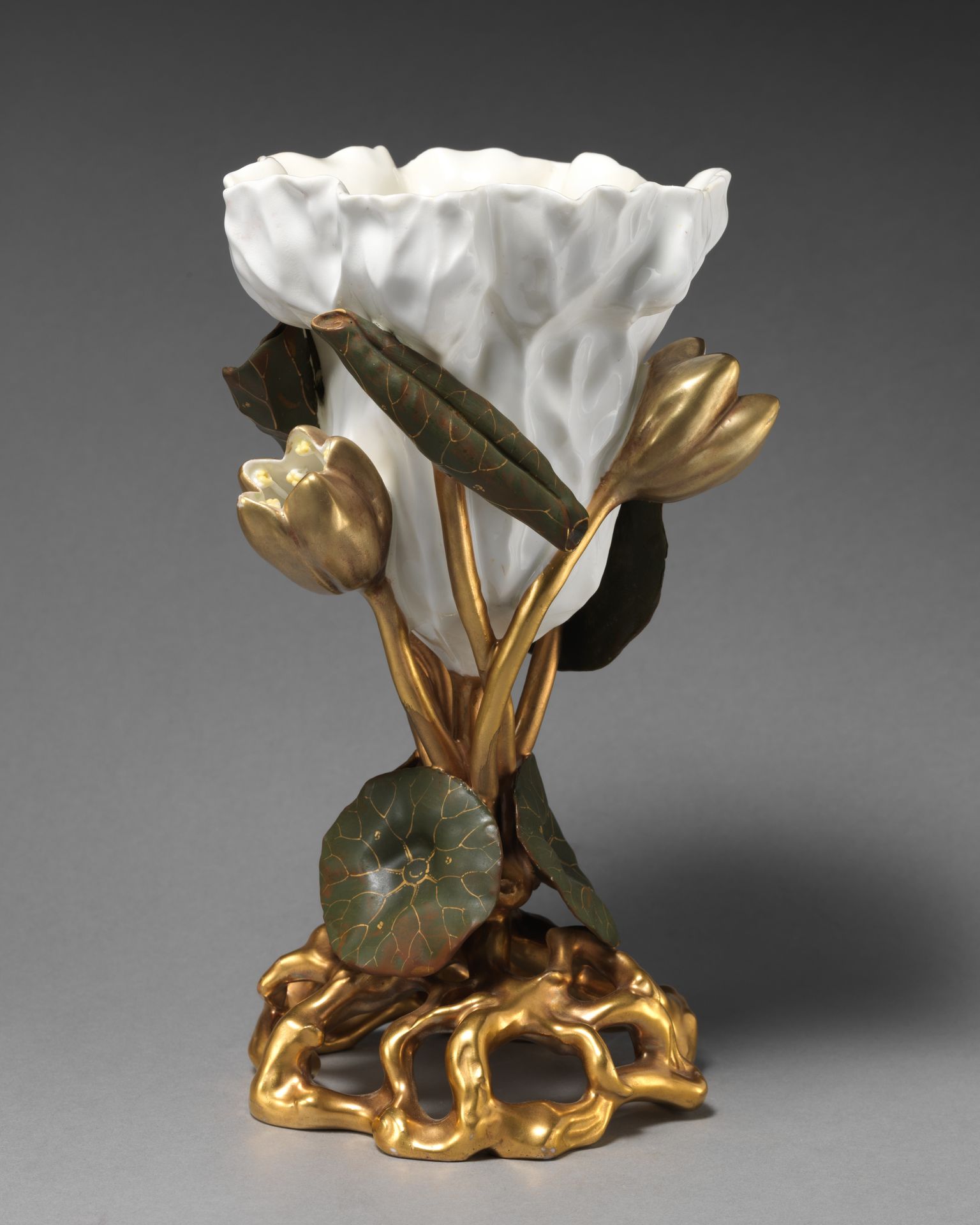 Vase in the form of a lotus by Moore Brothers