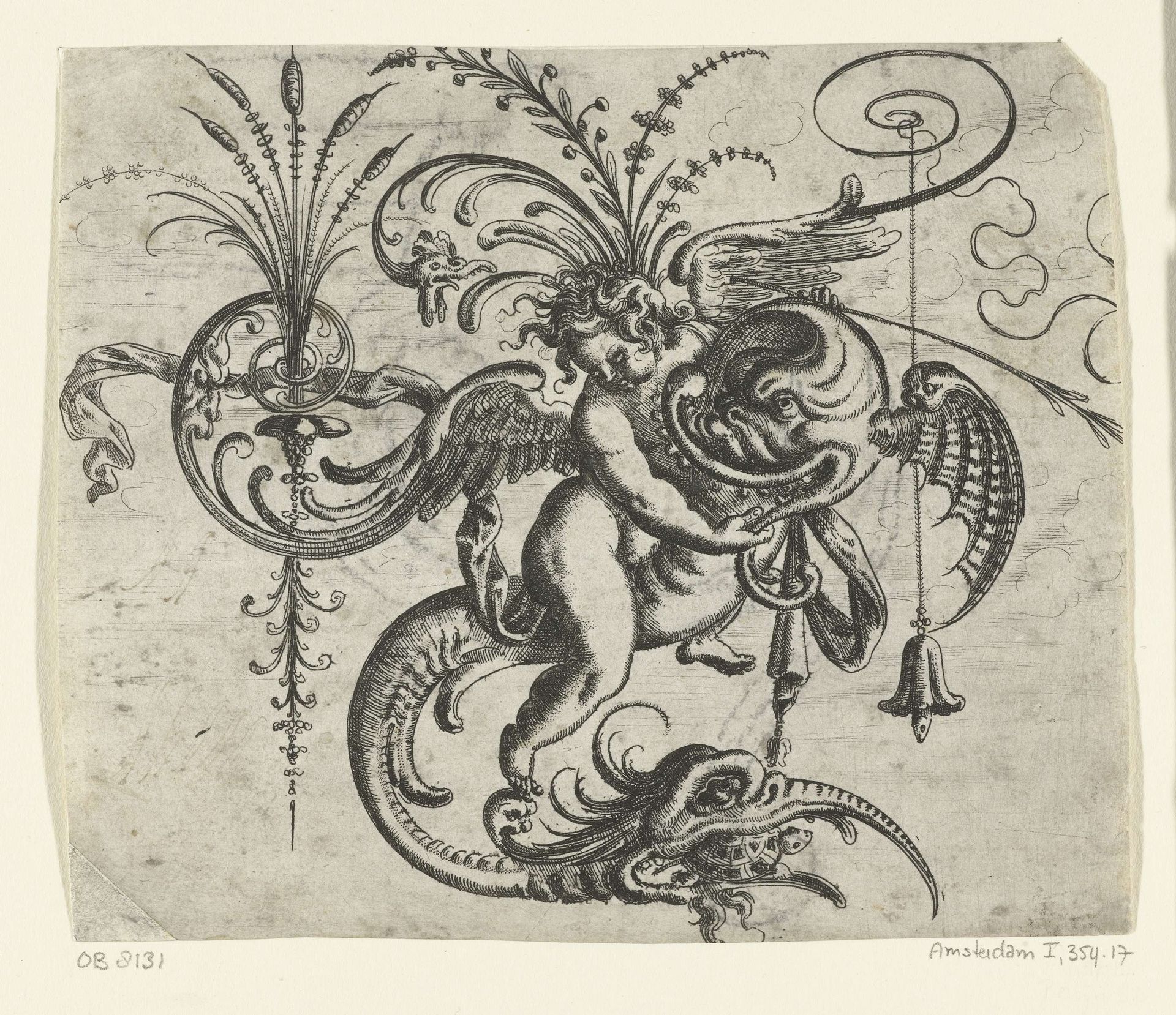 Putto, rijdend op een dolfijn by Christoph Jamnitzer