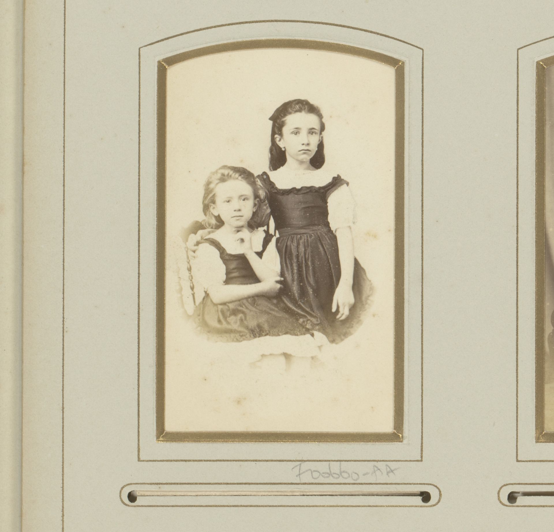 Portret van twee meisjes, waarvan één zittend op een stoel by Joseph Maes