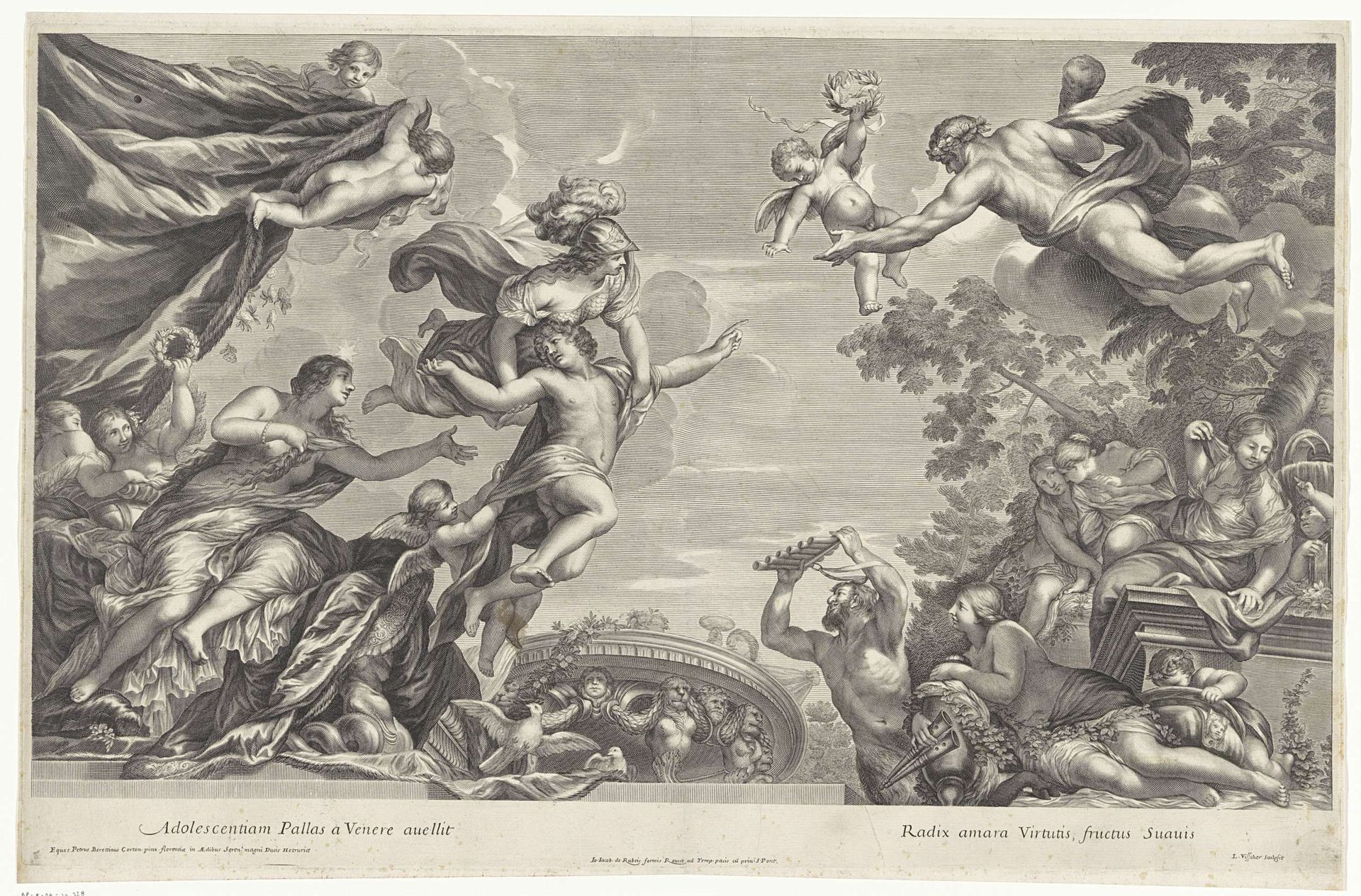 Minerva ontvoert een jongeman by Lambert Visscher