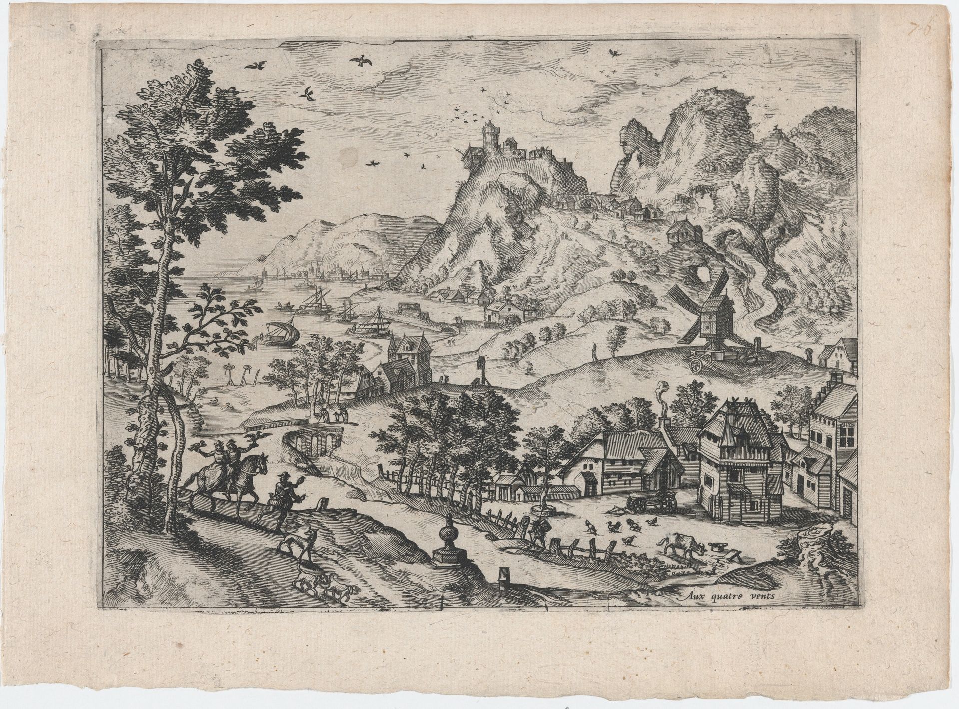 Mountain Landscape with Falconers by Lucas Gassel