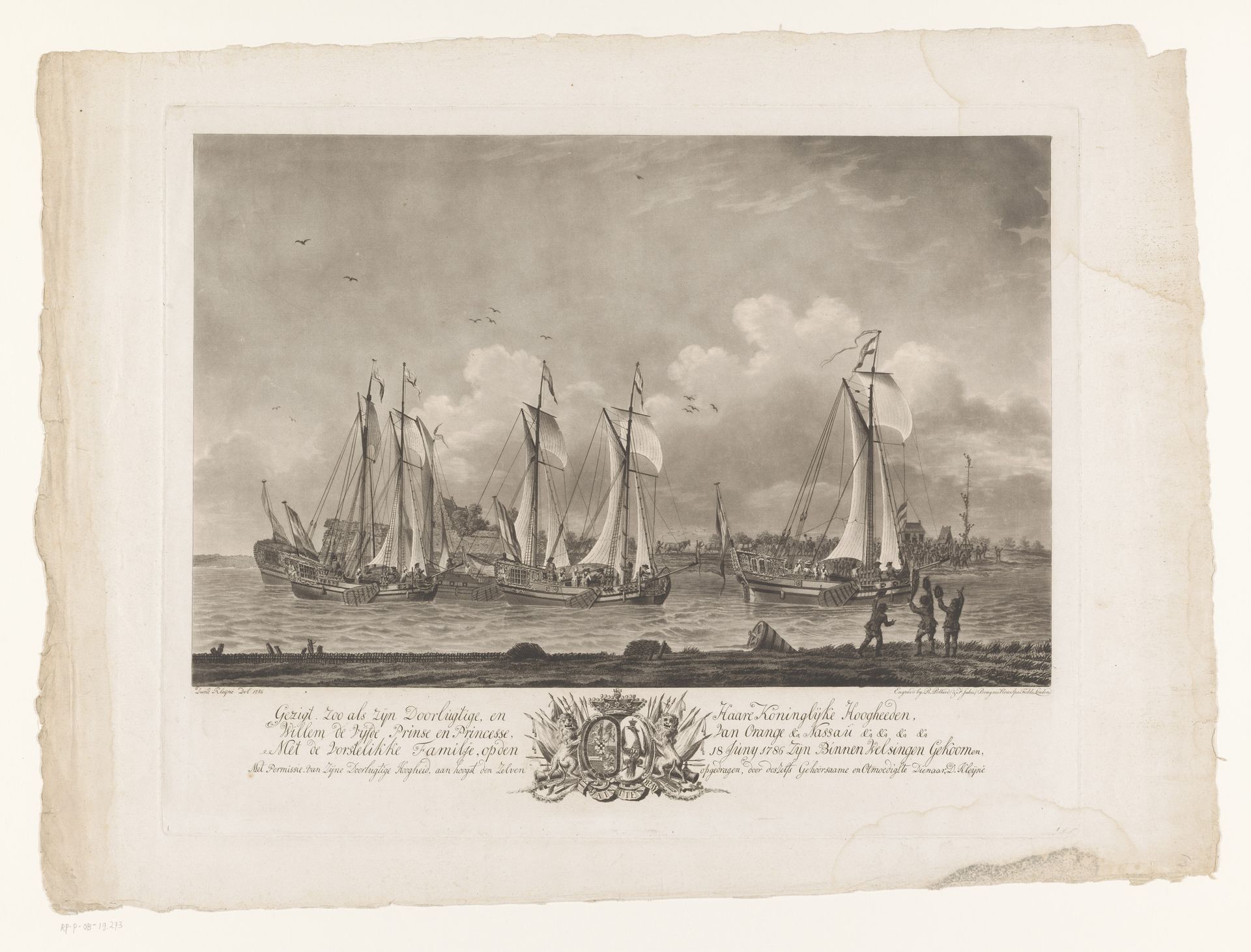 Aankomst van Willem V, prins van Oranje-Nassau, en zijn familie in de haven van Welsingen by Robert (I) Pollard