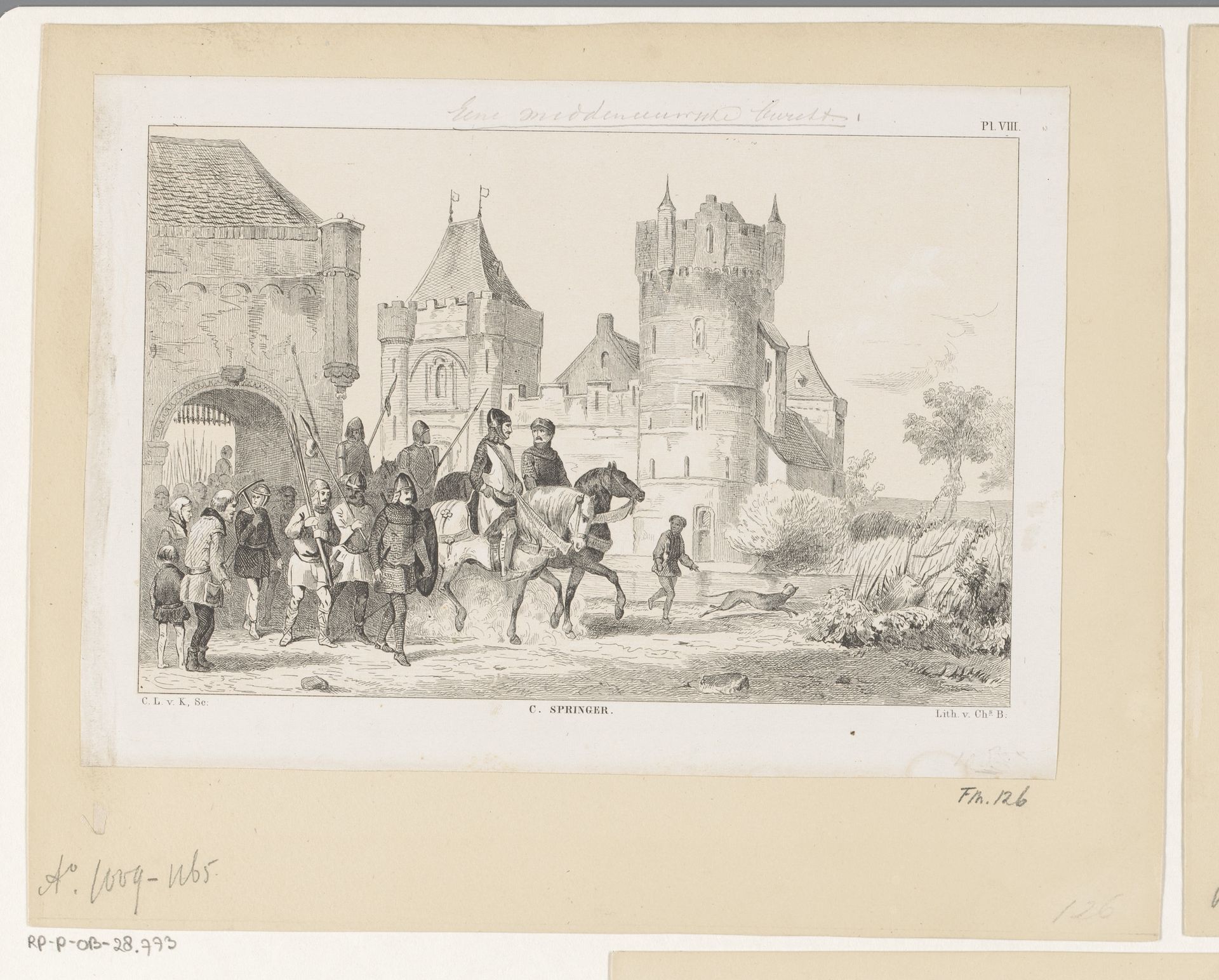 Een Middeleeuwse burcht, 11e eeuw by Christiaan Lodewijk van Kesteren