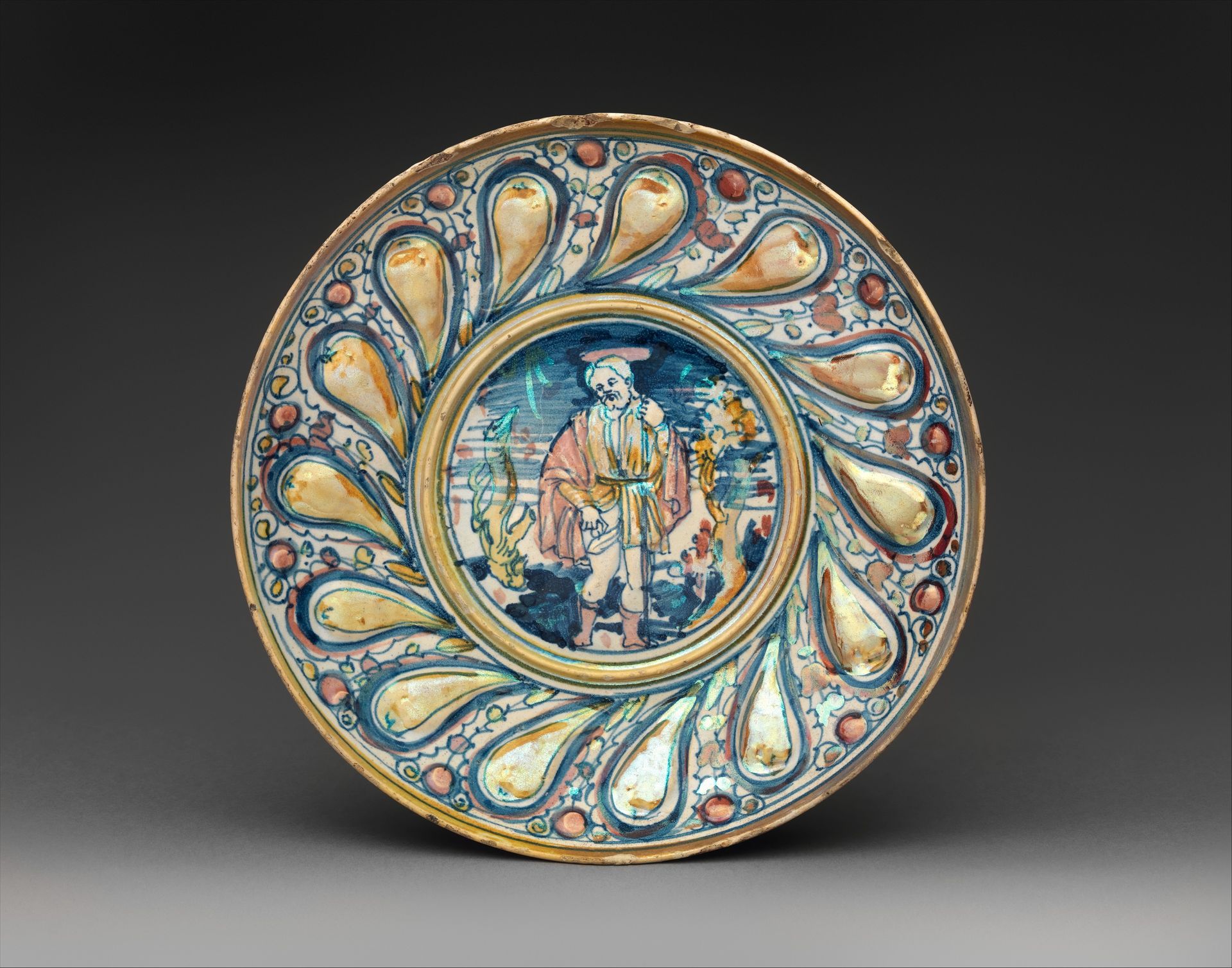 Bowl with Saint Roch by Maestro Giorgio Andreoli